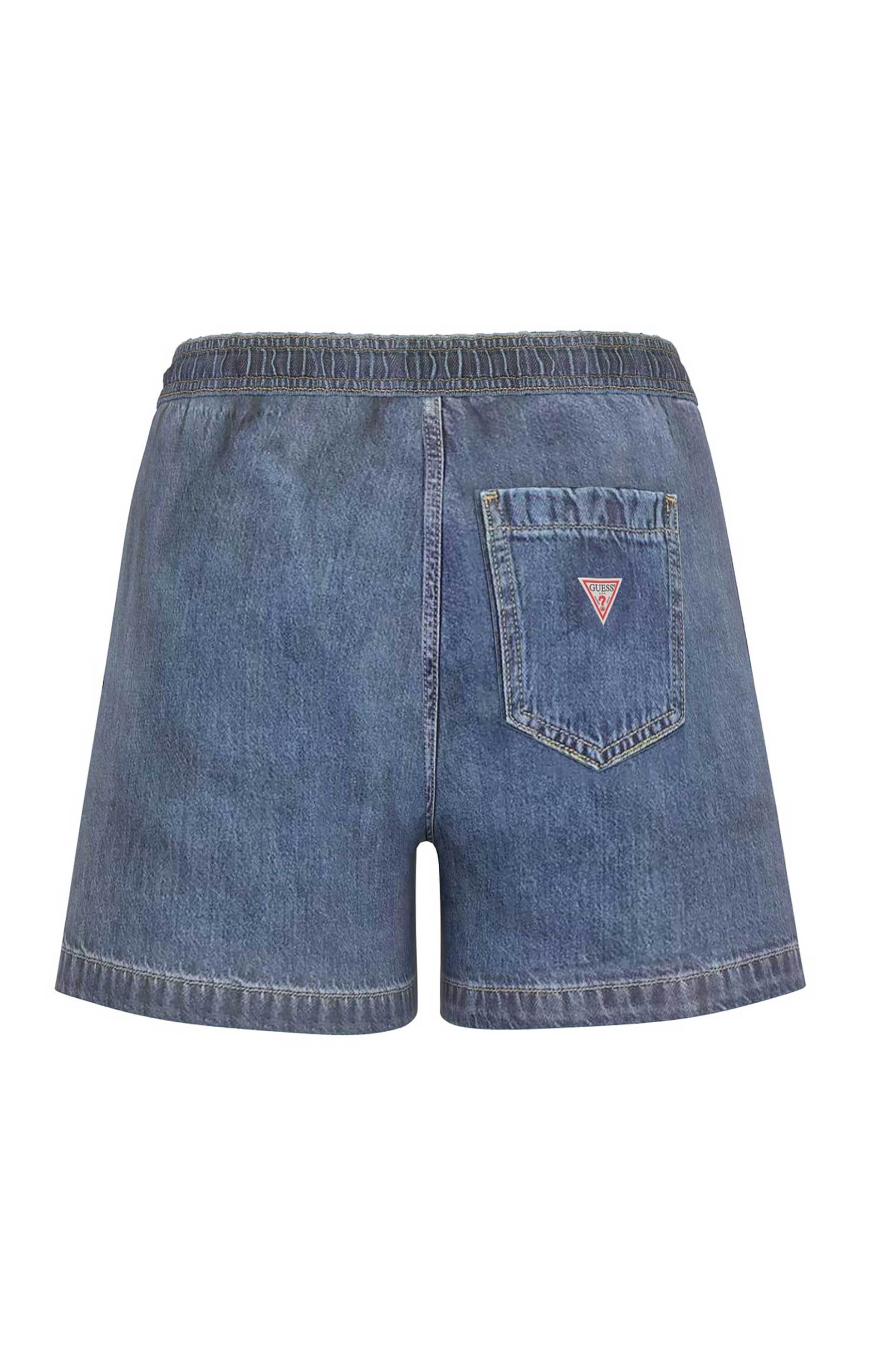 GUESS Guess γυναικείο denim σορτς ψηλόμεσο με ελαστική μέση Relaxed Fit - W6GD53D7901 Denim Blue - 2