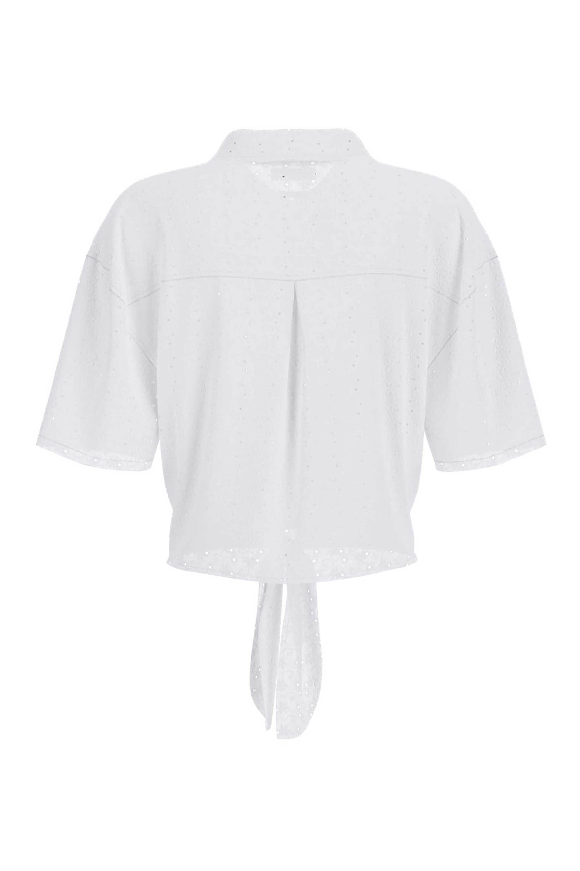 GUESS Guess γυναικείο πουκάμισο cropped με διάτρητο κεντητό σχέδιο Regular Fit - W6GHA3WO331 Λευκό - 2