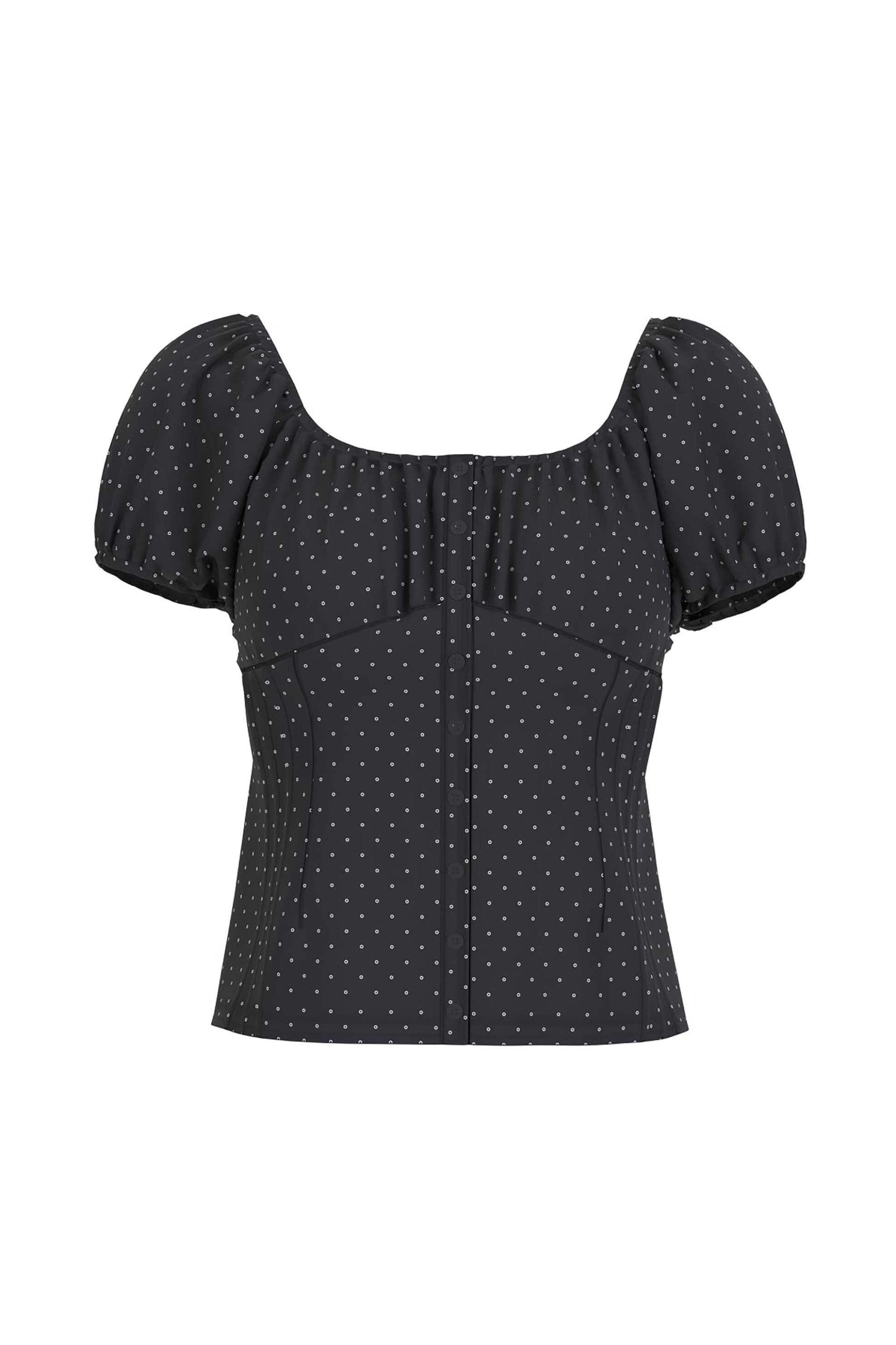 Guess γυναικεία μπλούζα με πουά σχέδιο - W6GHC6WO951 Μαύρο