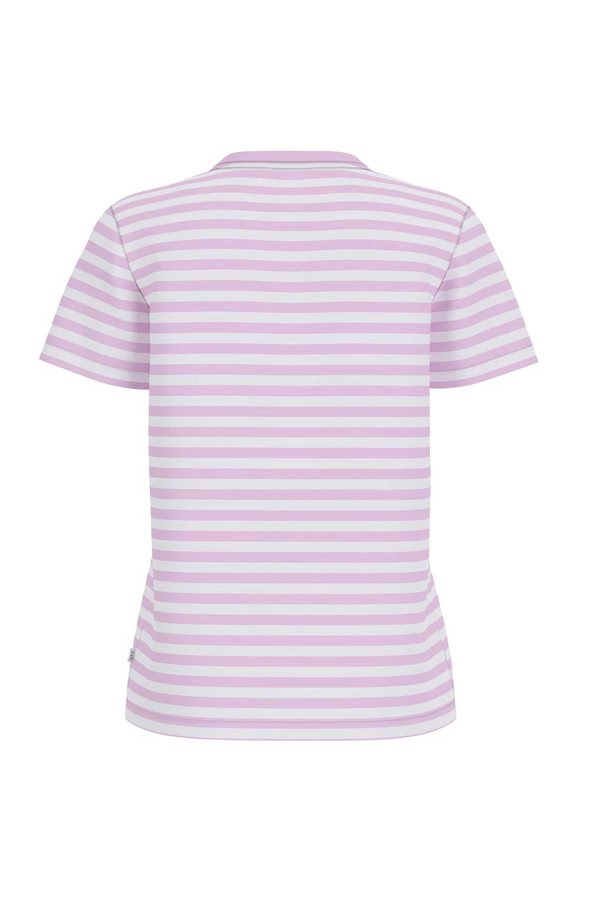Guess γυναικείο T-shirt με ριγέ σχέδιο και logo print Regular Fit - W6GI05KCIE1 Λιλά