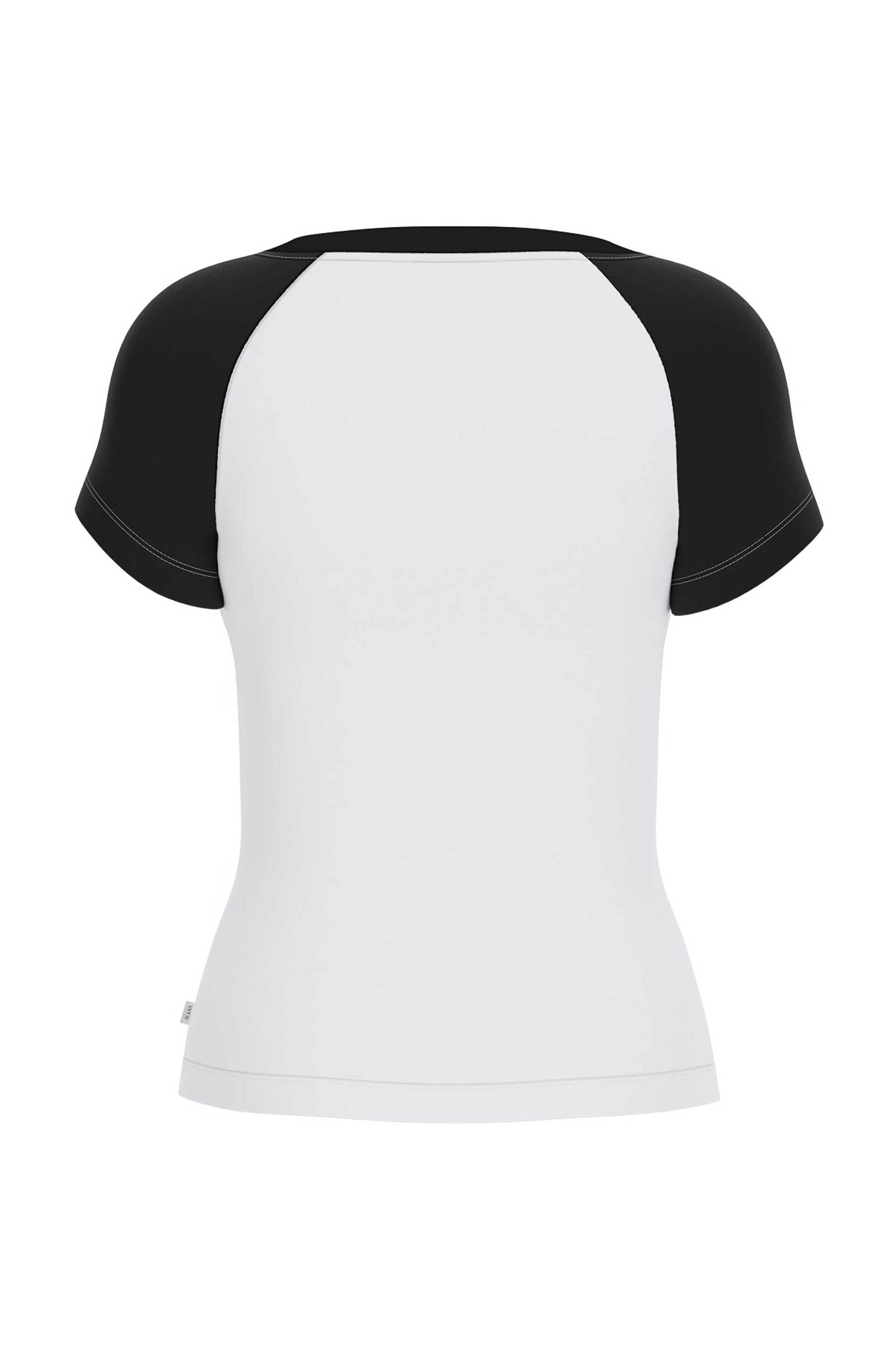 Guess γυναικείο T-shirt με διχρωμία και λογότυπο Slim Fit - W6GIB0J1314 Λευκό