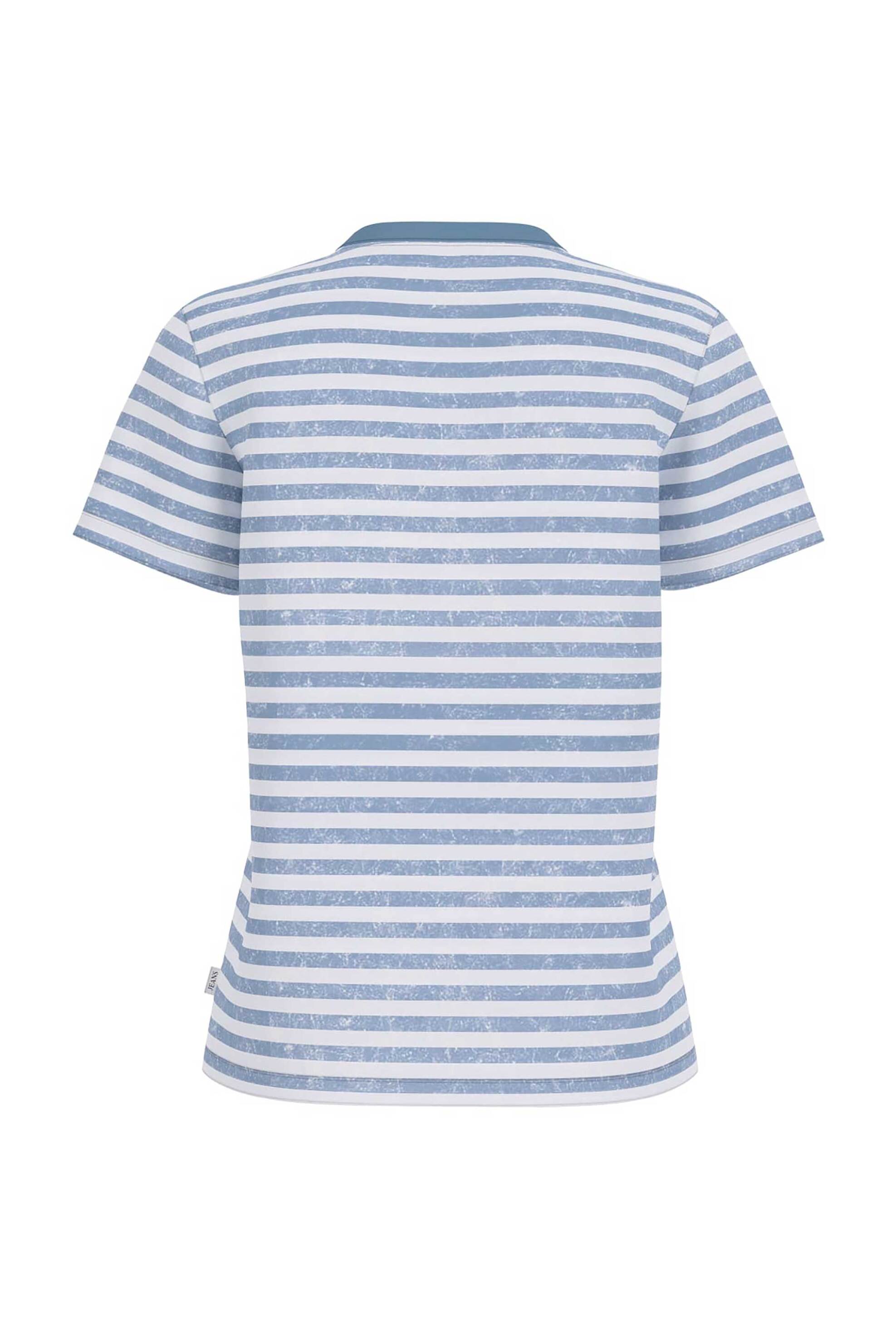 Guess γυναικείο T-shirt με ριγέ σχέδιο και logo print Regular Fit - W6GIZ3KCTF1 Μπλε