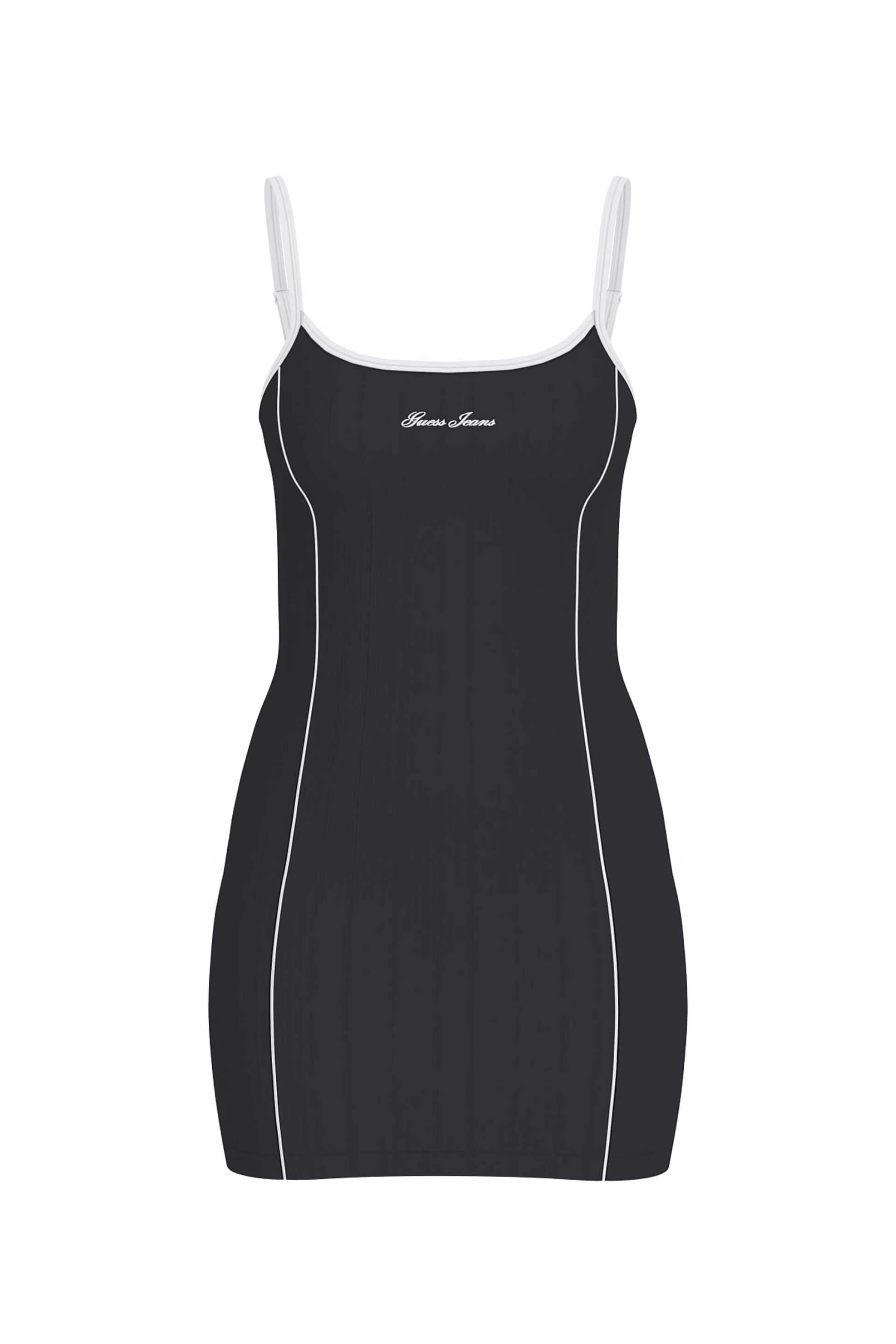 Guess γυναικείο mini φόρεμα αμάνικο με λογότυπο Tight Fit - W6GKY1KF641 Μαύρο