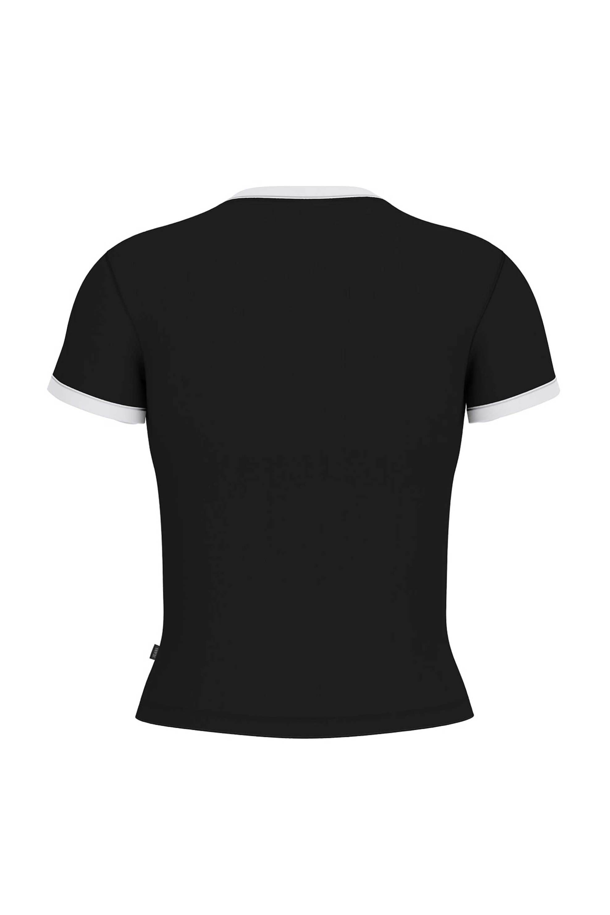 Guess γυναικείο T-shirt cropped με κεντημένο λογότυπο Slim Fit - W6GPA9KF641 Μαύρο