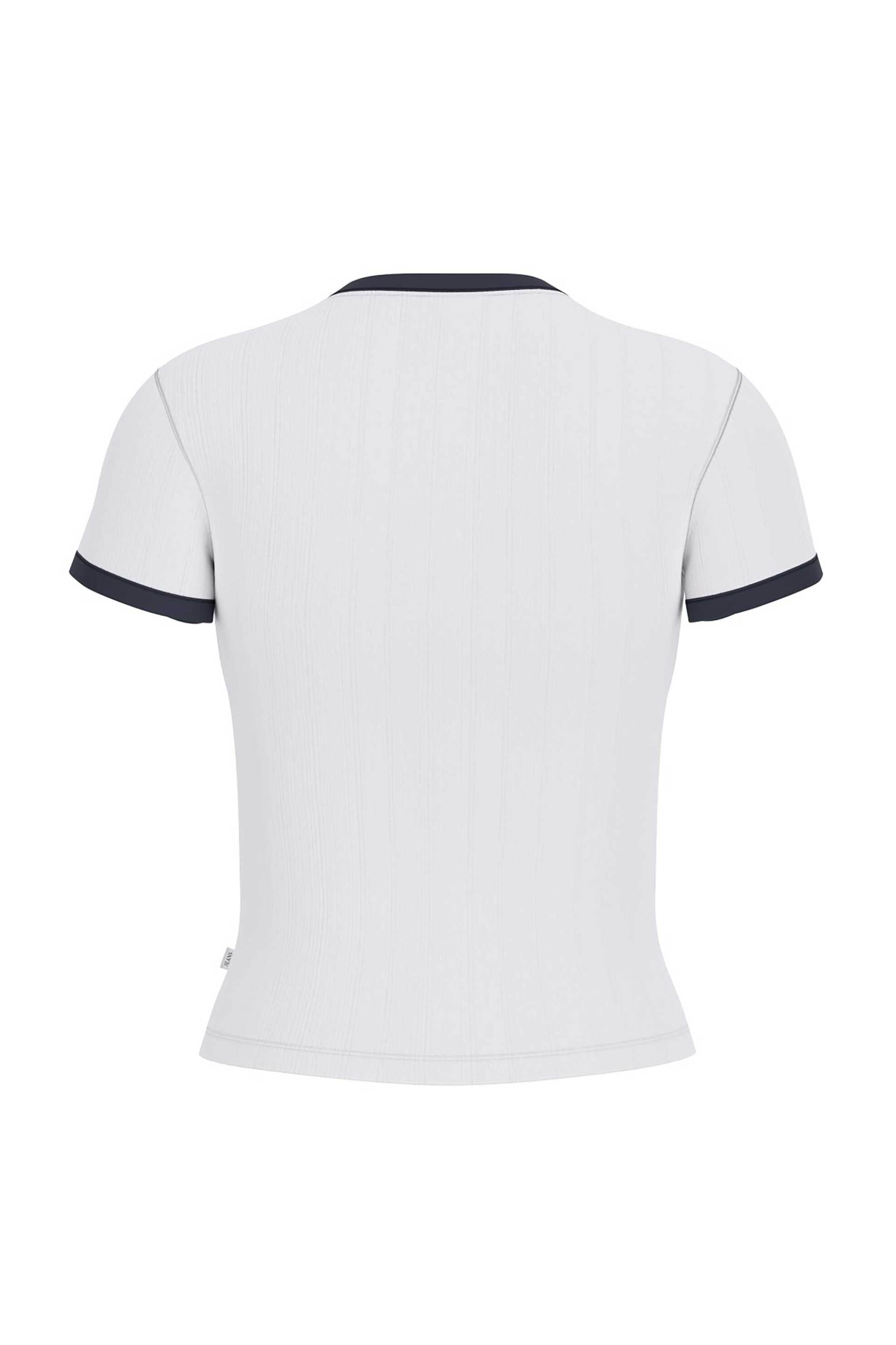 Guess γυναικείο T-shirt cropped με κεντημένο λογότυπο Slim Fit - W6GPA9KF641 Λευκό