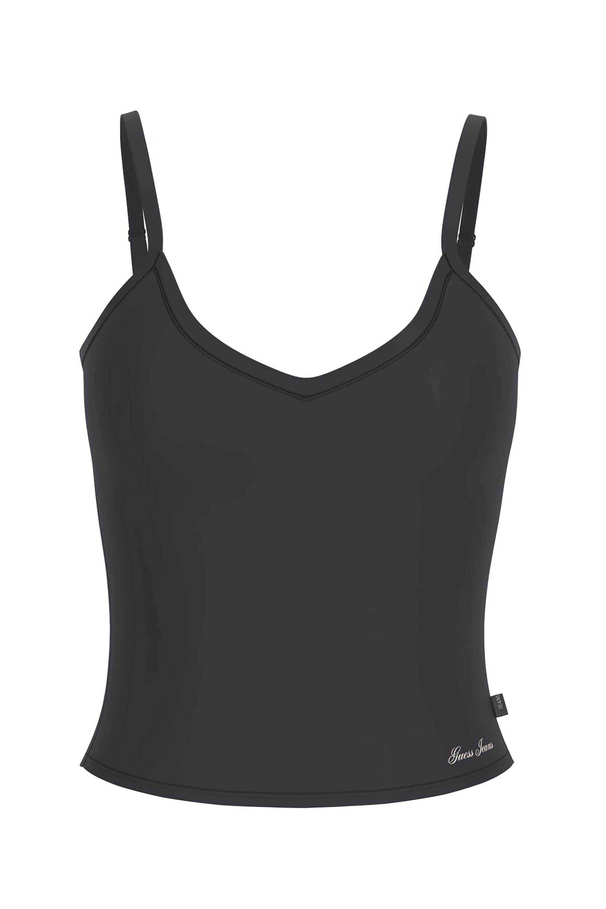 Guess γυναικείο crop top με πλεκτό σχέδιο Slim Fit - W6GPB5KG372 Μαύρο