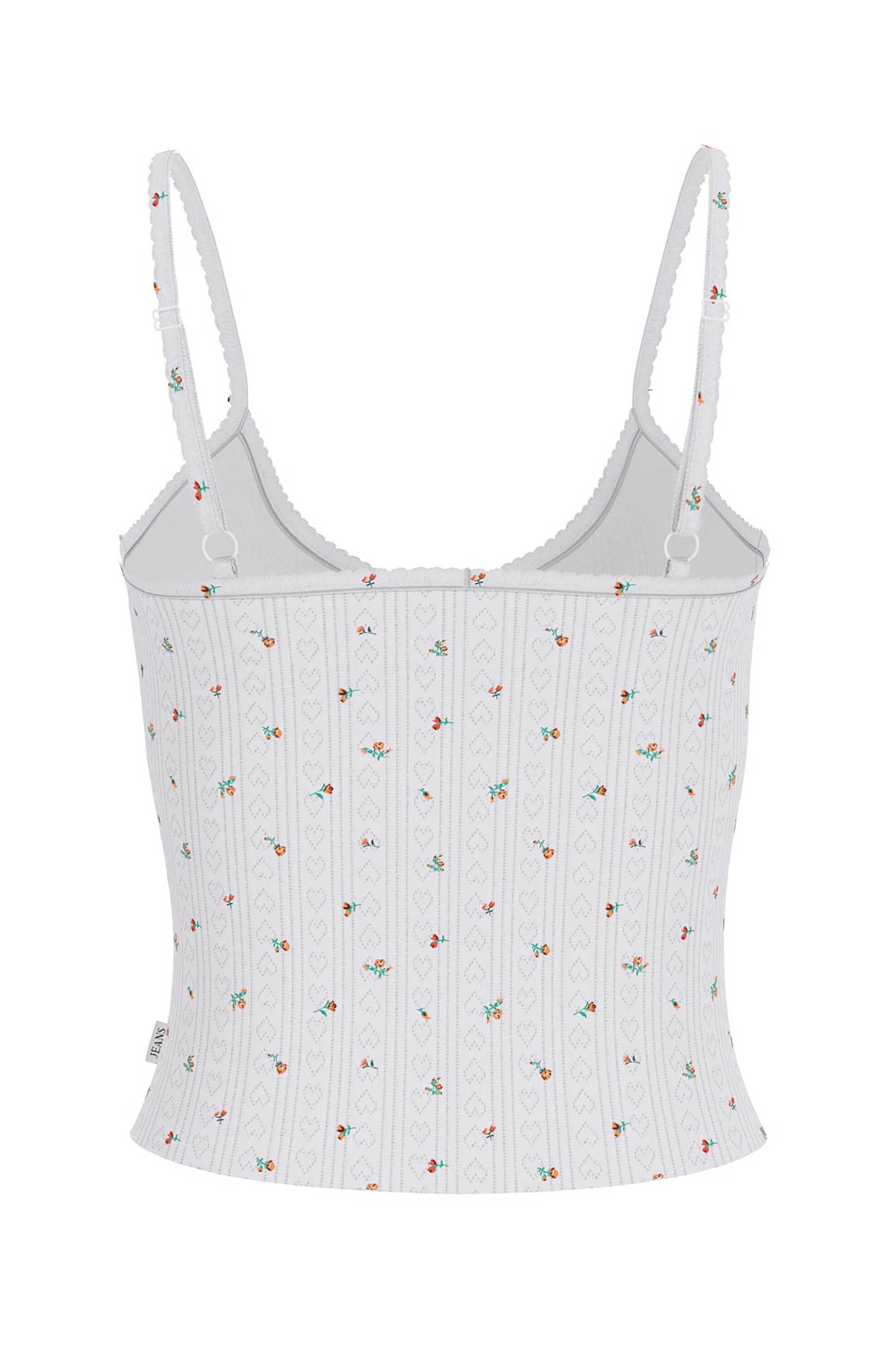 GUESS Guess γυναικείο crop top με floral print Slim Fit - W6GPB5KH172 Λευκό - 2