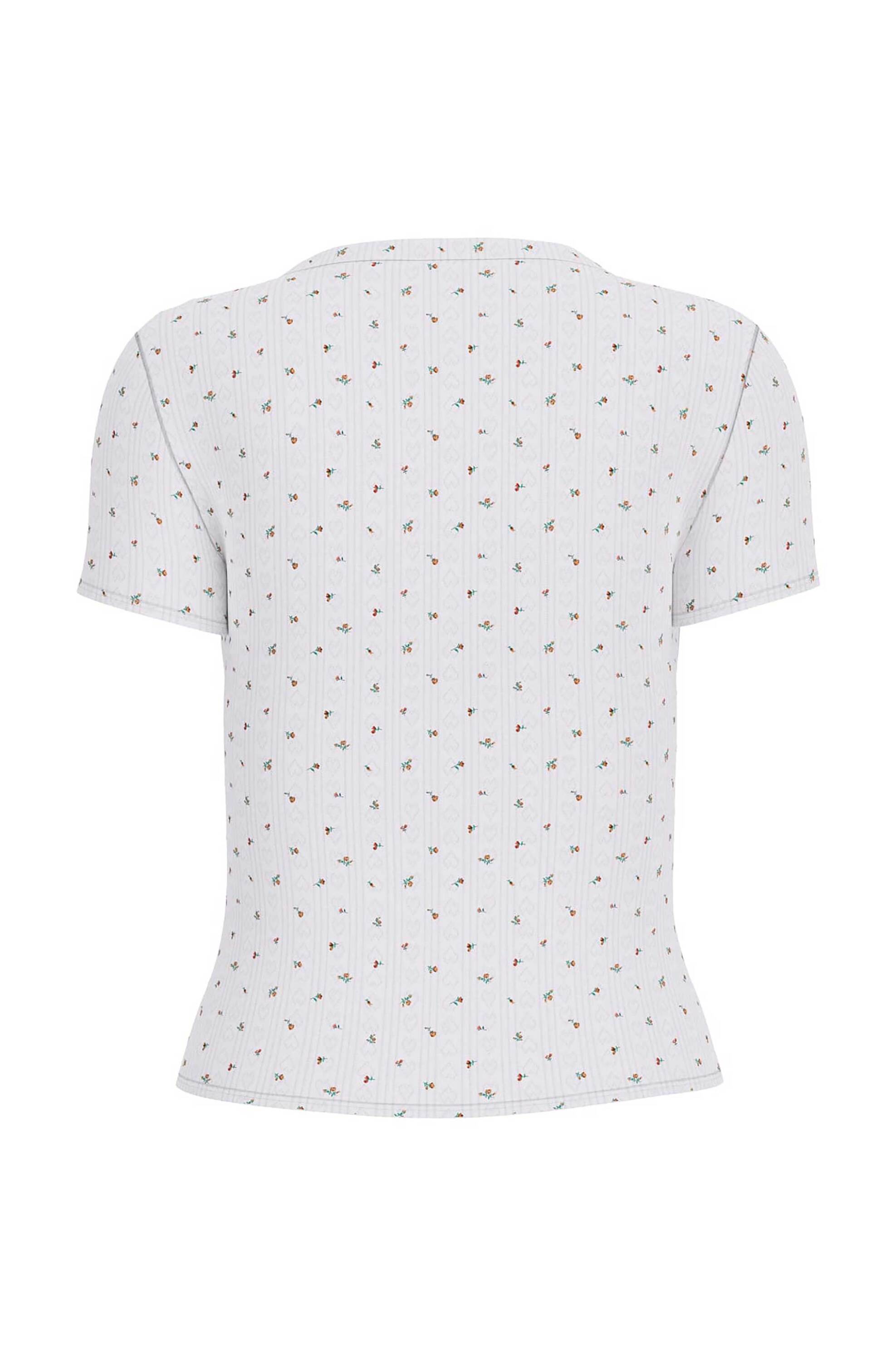 Guess γυναικεία πλούζα henley με floral print Slim Fit - W6GPB6KH172 Λευκό