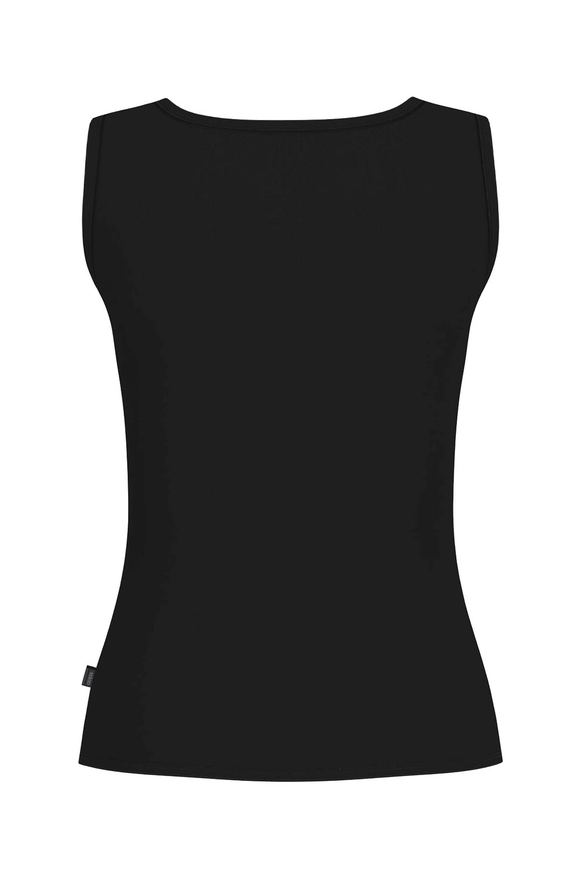 GUESS Guess γυναικείο αμάνικο τοπ ribbed με κεντημένο λογότυπο Slim Fit - W6GPZ2KA0H1 Μαύρο - 2