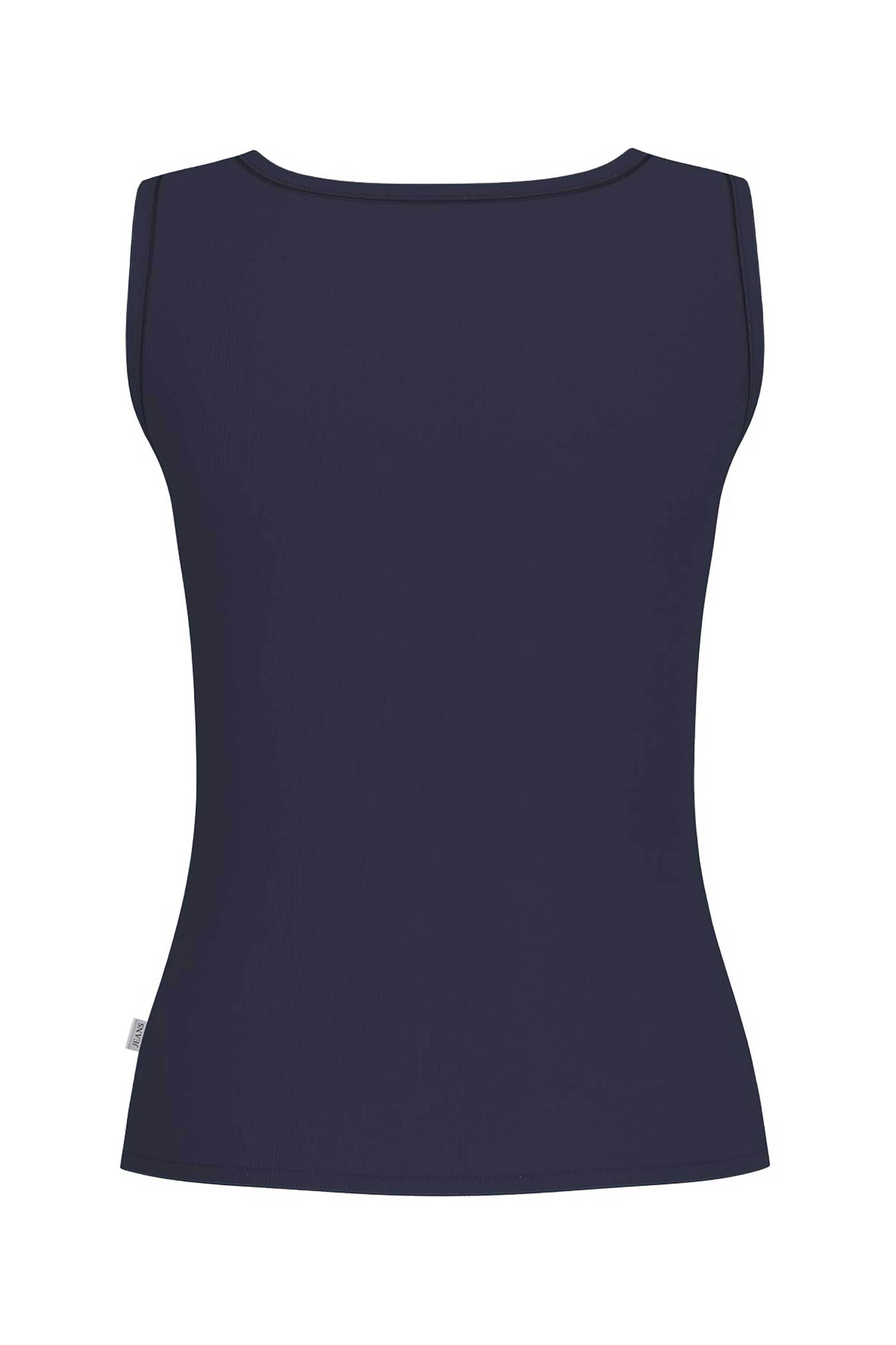 GUESS Guess γυναικείο αμάνικο τοπ ribbed με κεντημένο λογότυπο Slim Fit - W6GPZ2KA0H1 Μπλε Σκούρο - 2