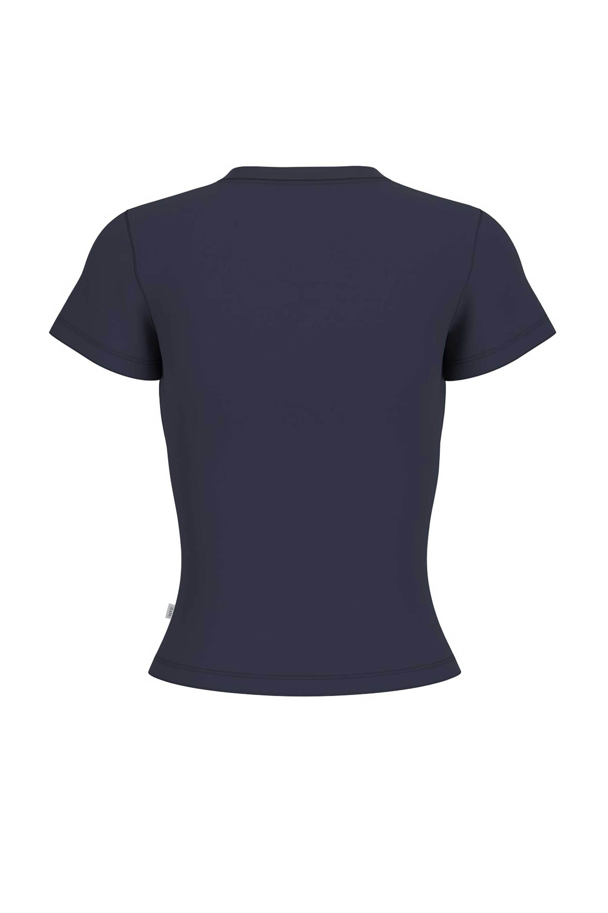 Guess γυναικείο T-shirt ribbed με κεντημένο λογότυπο Slim Fit - W6GPZ3KA0H1 Μπλε Σκούρο