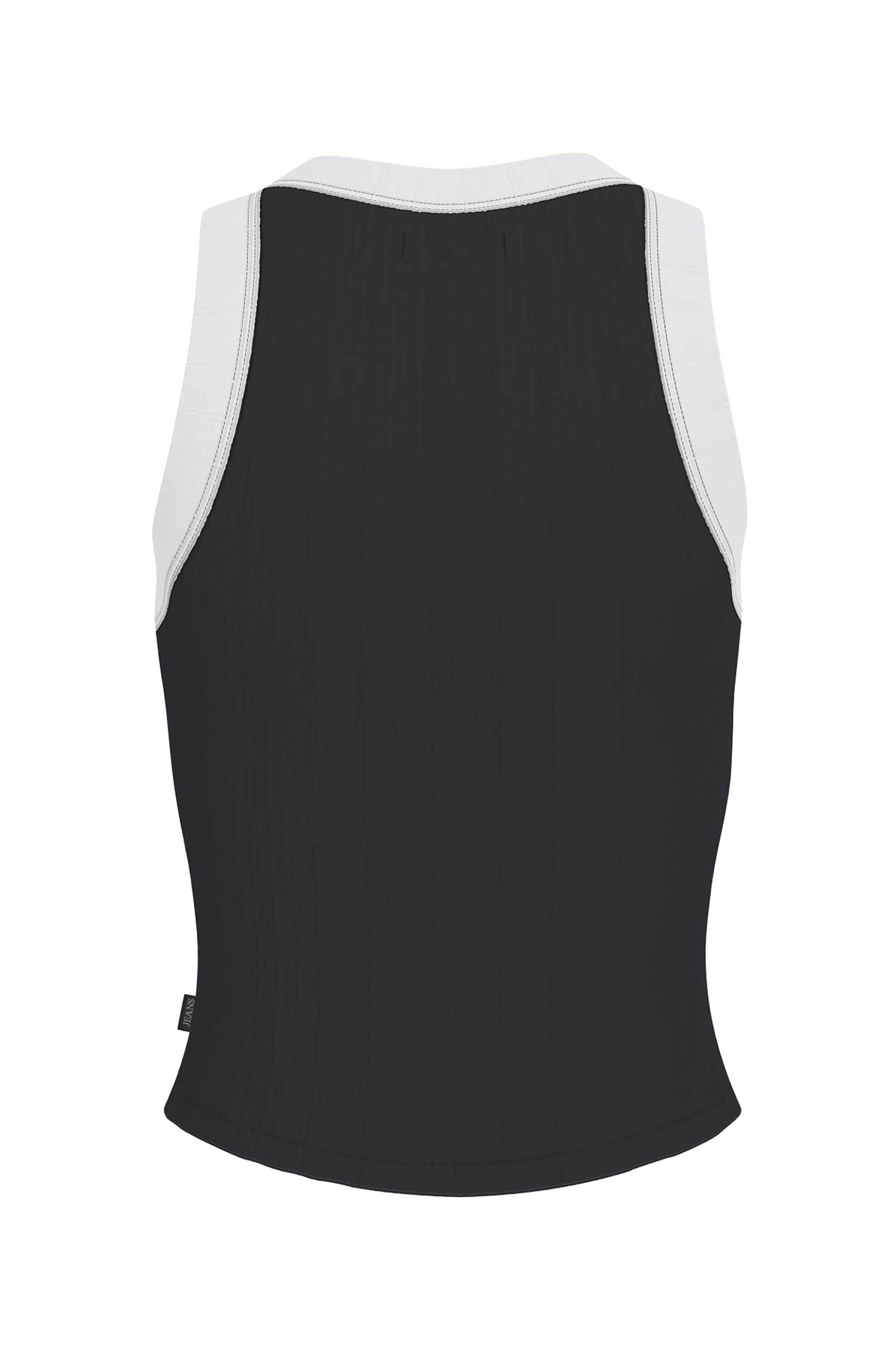 GUESS Guess γυναικείο αμάνικο τοπ ribbed με κεντημένο λογότυπο Slim Fit - W6GPZ8KF641 Μαύρο - 2