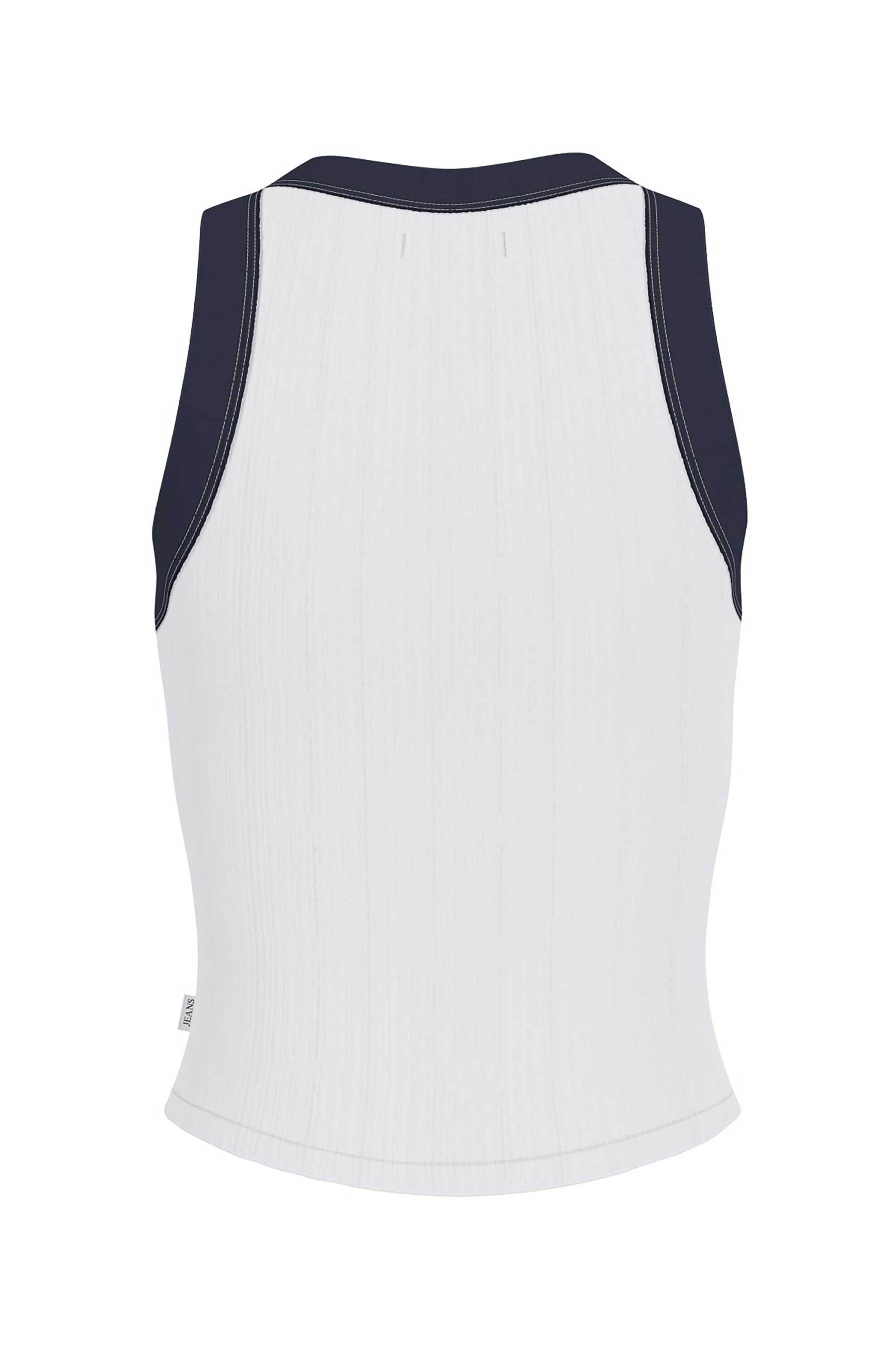 GUESS Guess γυναικείο αμάνικο τοπ ribbed με κεντημένο λογότυπο Slim Fit - W6GPZ8KF641 Λευκό - 2