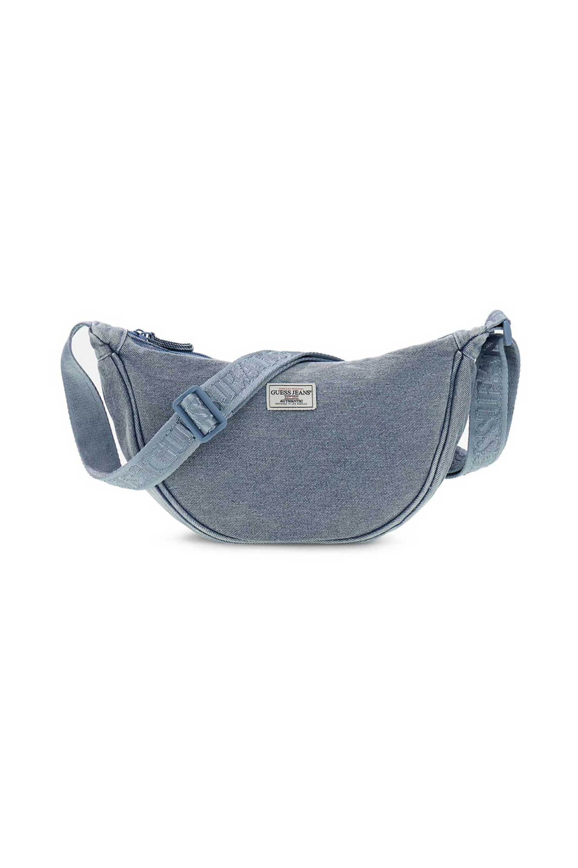 Guess γυναικεία denim τσάντα μέσης/crossbody με logo patch - W6GZB6WF8V1 Denim Blue