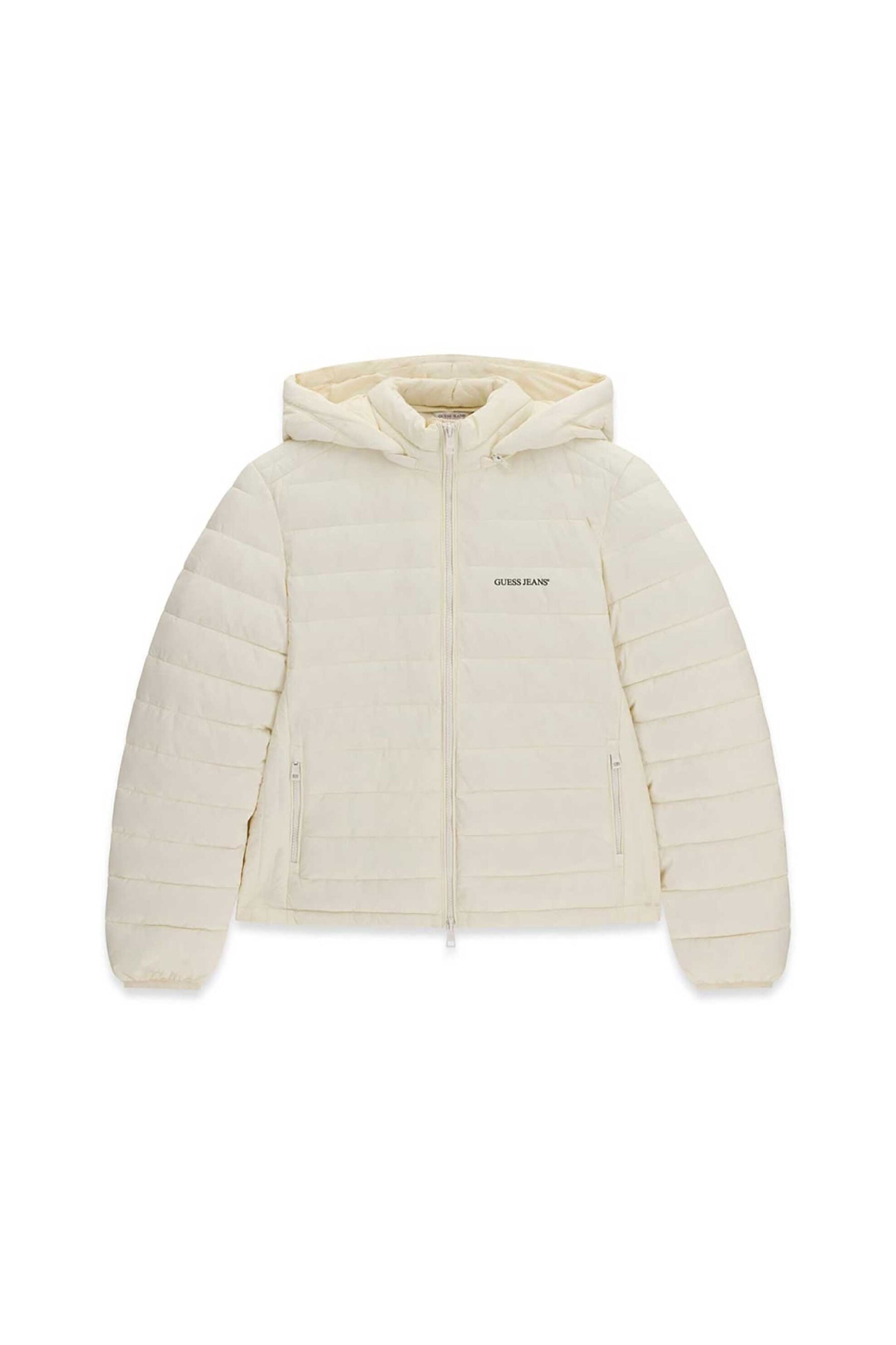Guess γυναικείο puffer μπουφάν με καπιτονέ σχέδιο και κουκούλα - W6YL09W2799 Κρέμ