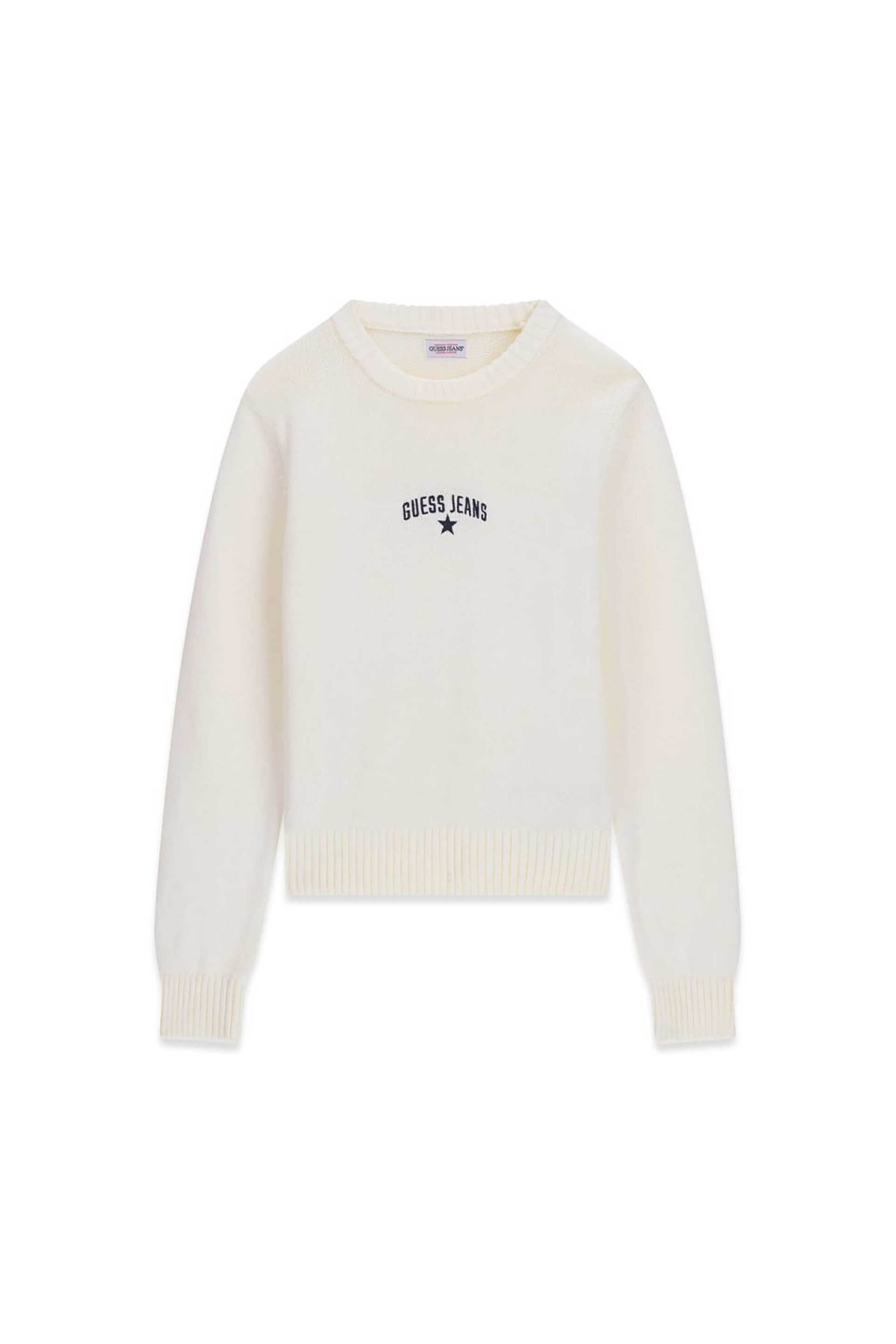 Guess γυναικείο πουλόβερ με κεντημένο λογότυπο Regular Fit - W6YR40Z1074 Λευκό