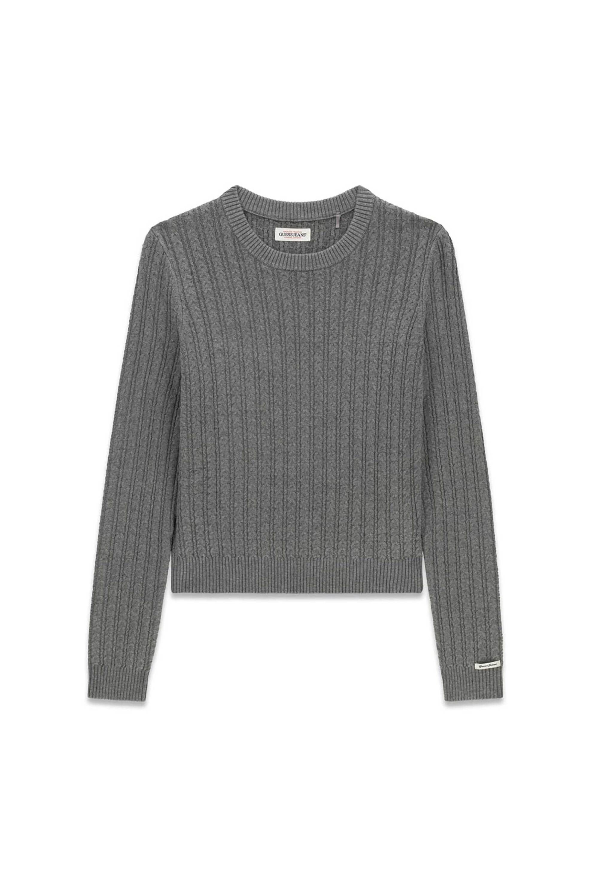 Guess γυναικείο πουλόβερ με cable knit pattern Slim Fit - W6YR41Z1102 Γκρι