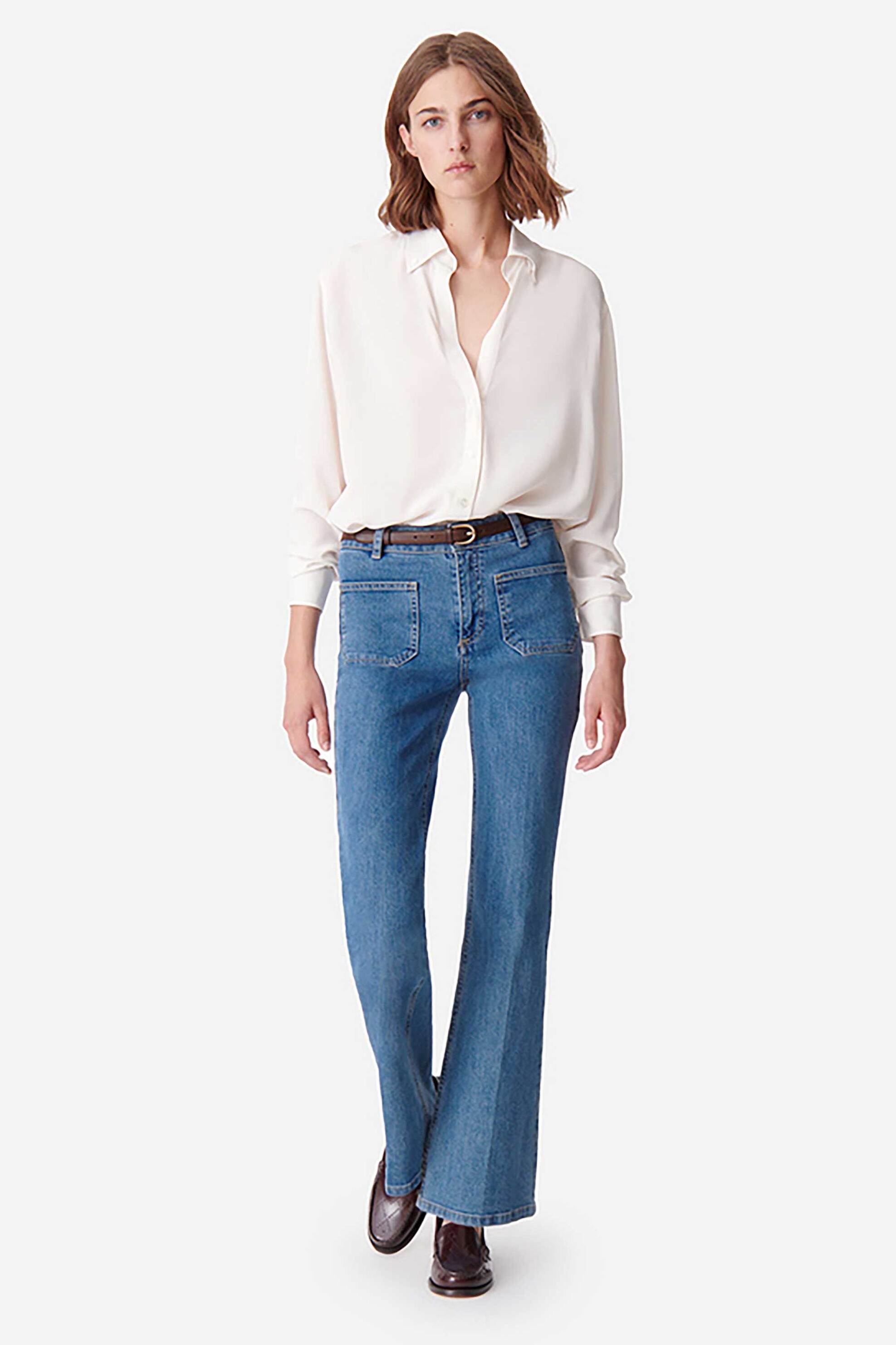 Vanessa Bruno γυναικείο τζιν παντελόνι ψηλόμεσο Flared Cut "Dompay" - 1HVA99-V04010 Denim Blue Ανοιχτό φωτογραφία