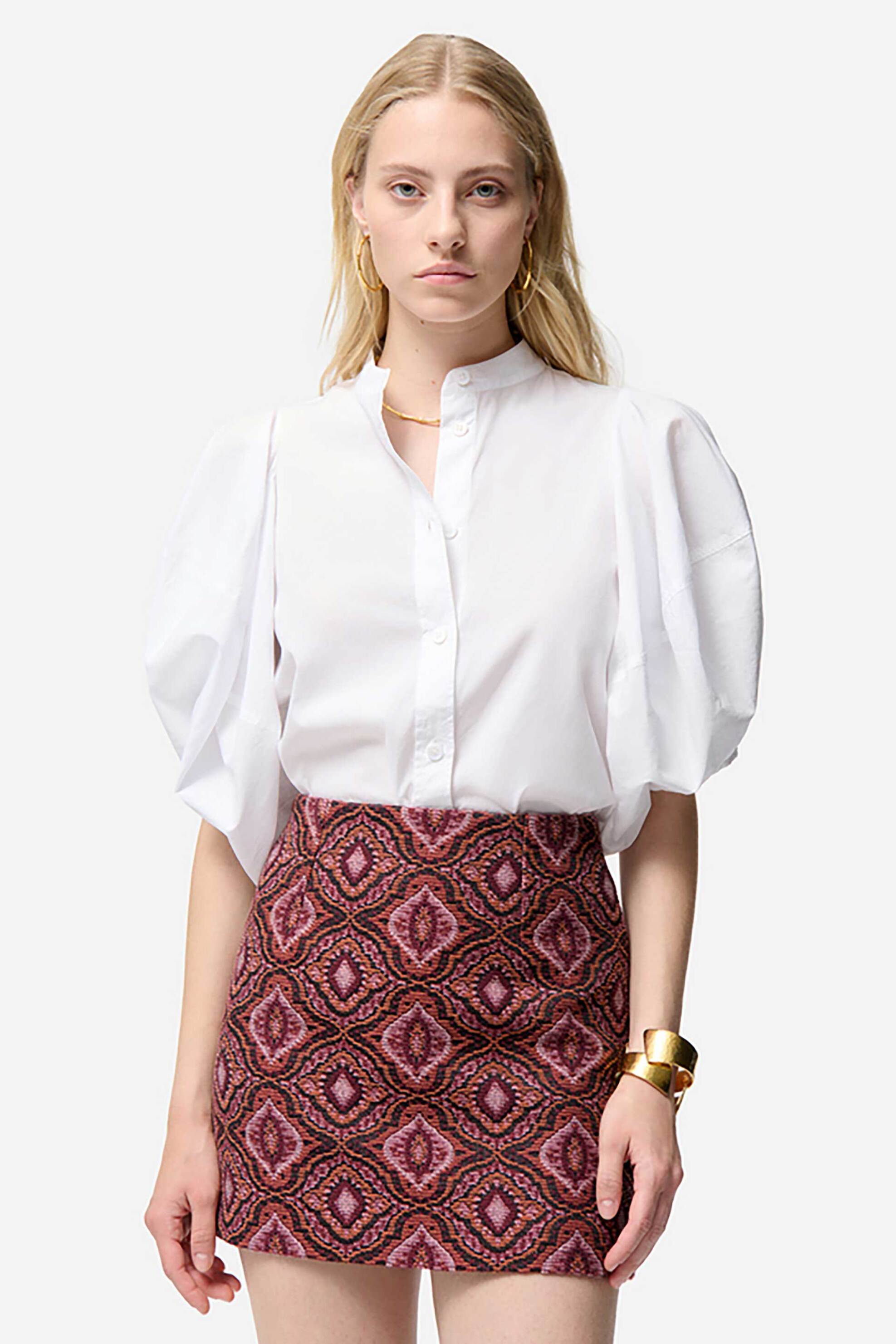 Vanessa Bruno γυναικεία mini φούστα jacquard με γεωμετρικό σχέδιο "Fall" - 5HVA10-V07777 Μπορντό φωτογραφία