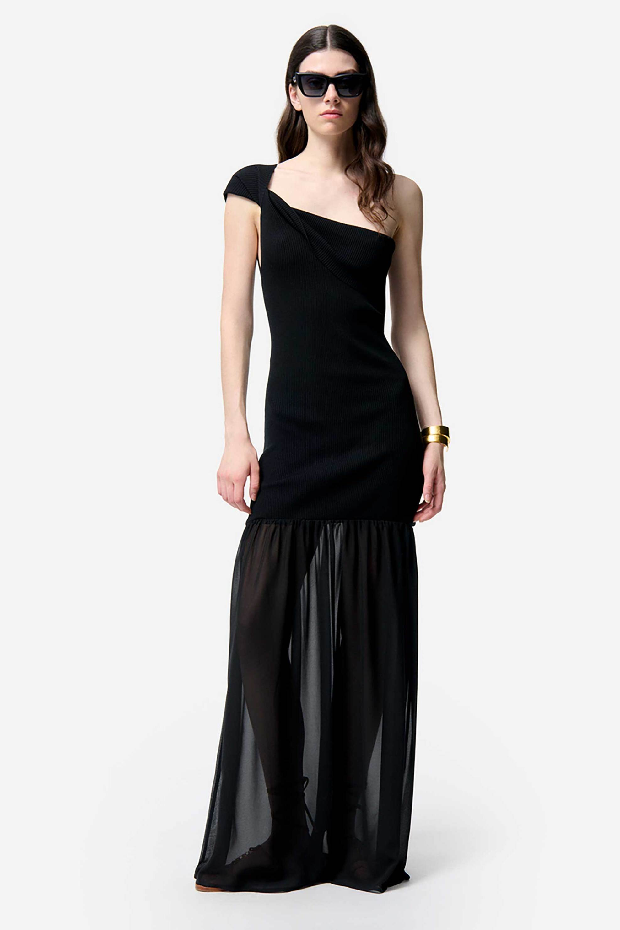 VANESSA BRUNO Vanessa Bruno γυναικείο maxi φόρεμα έναν ώμο "Florella" - 3HVC04-V08768 Μαύρο