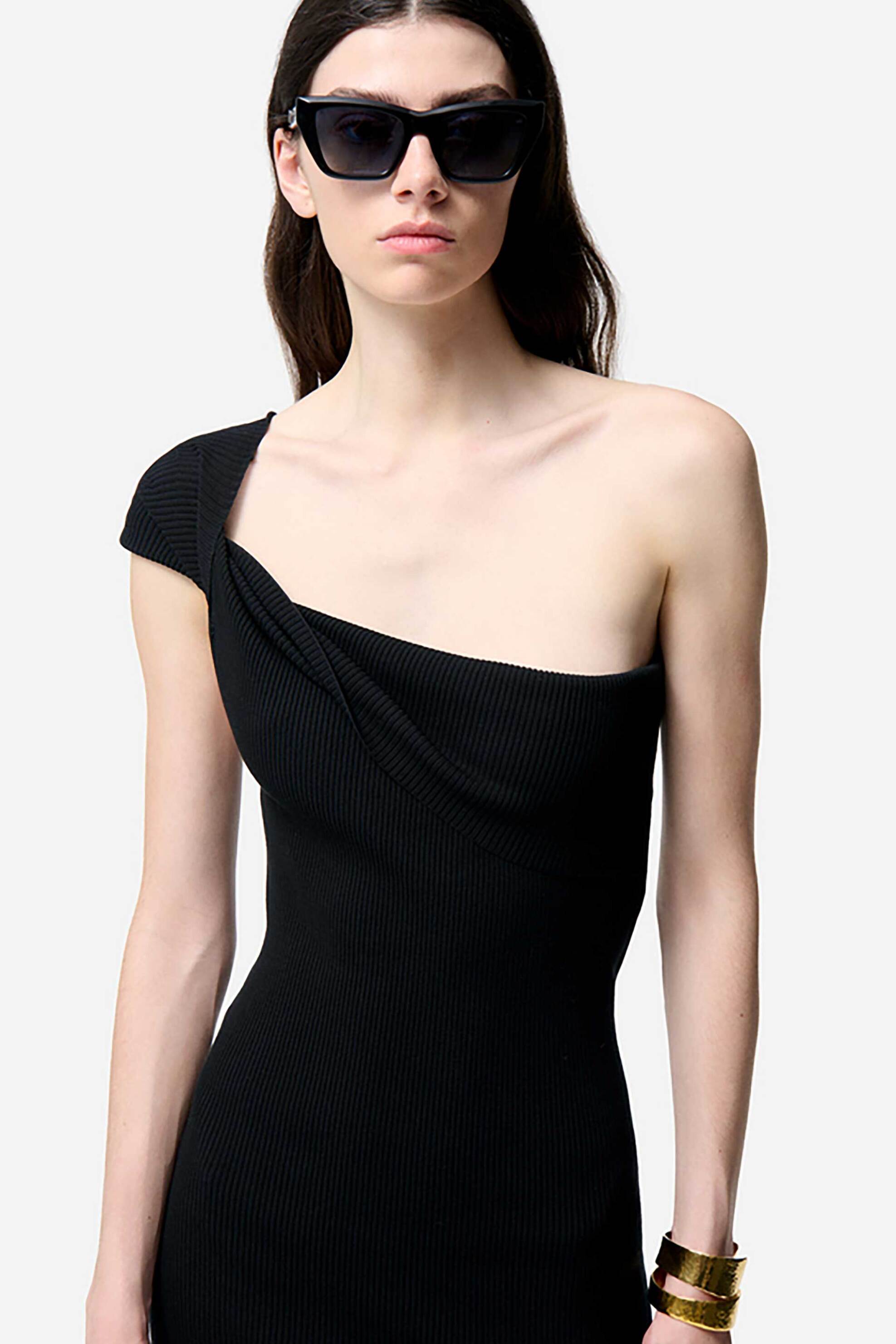 Vanessa Bruno γυναικείο maxi φόρεμα έναν ώμο "Florella" - 3HVC04-V08768 Μαύρο φωτογραφία