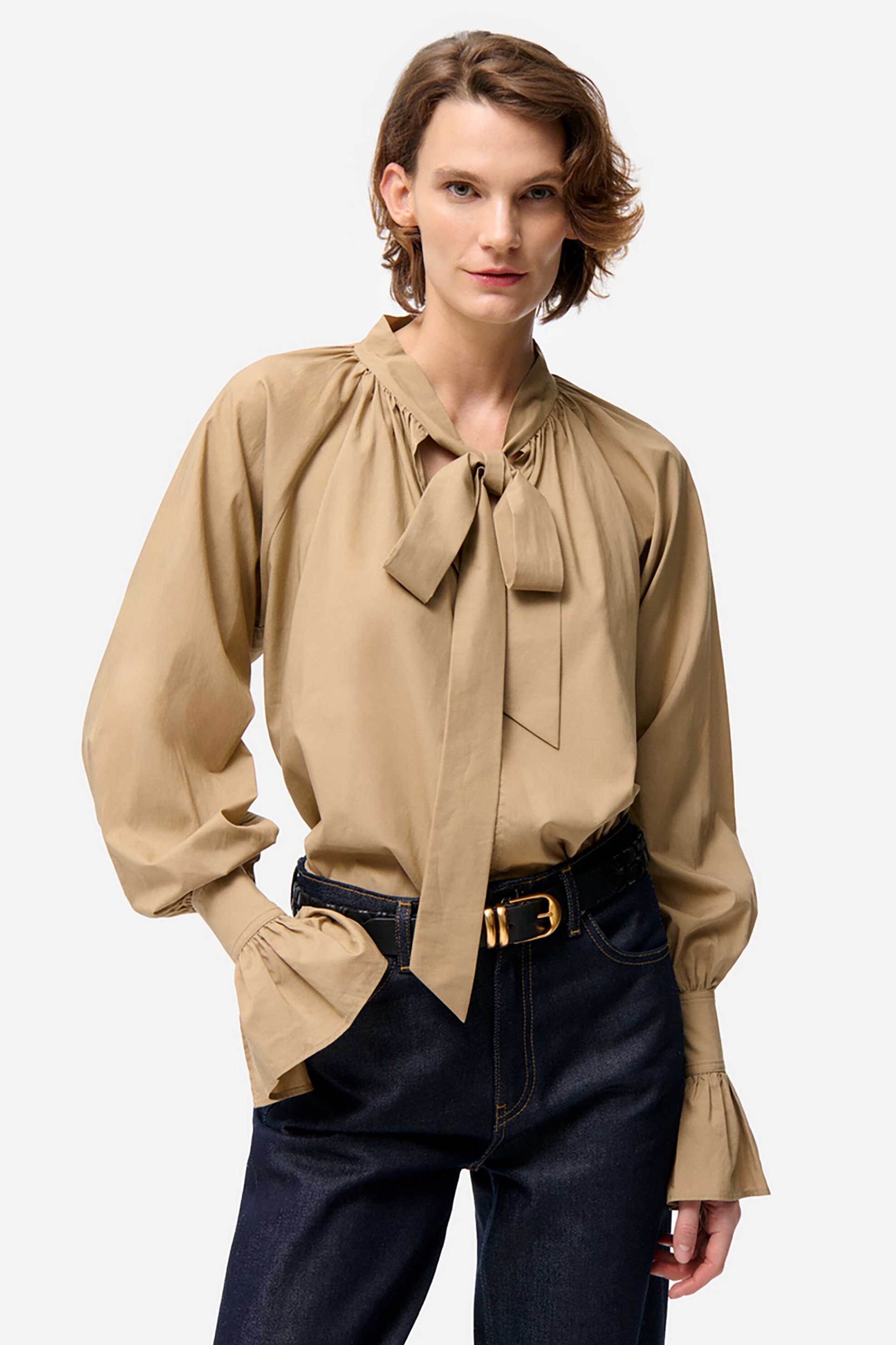 VANESSA BRUNO Vanessa Bruno γυναικεία μπλούζα με βολάν "Fatima" - 4EVA69-V09816 Μπεζ