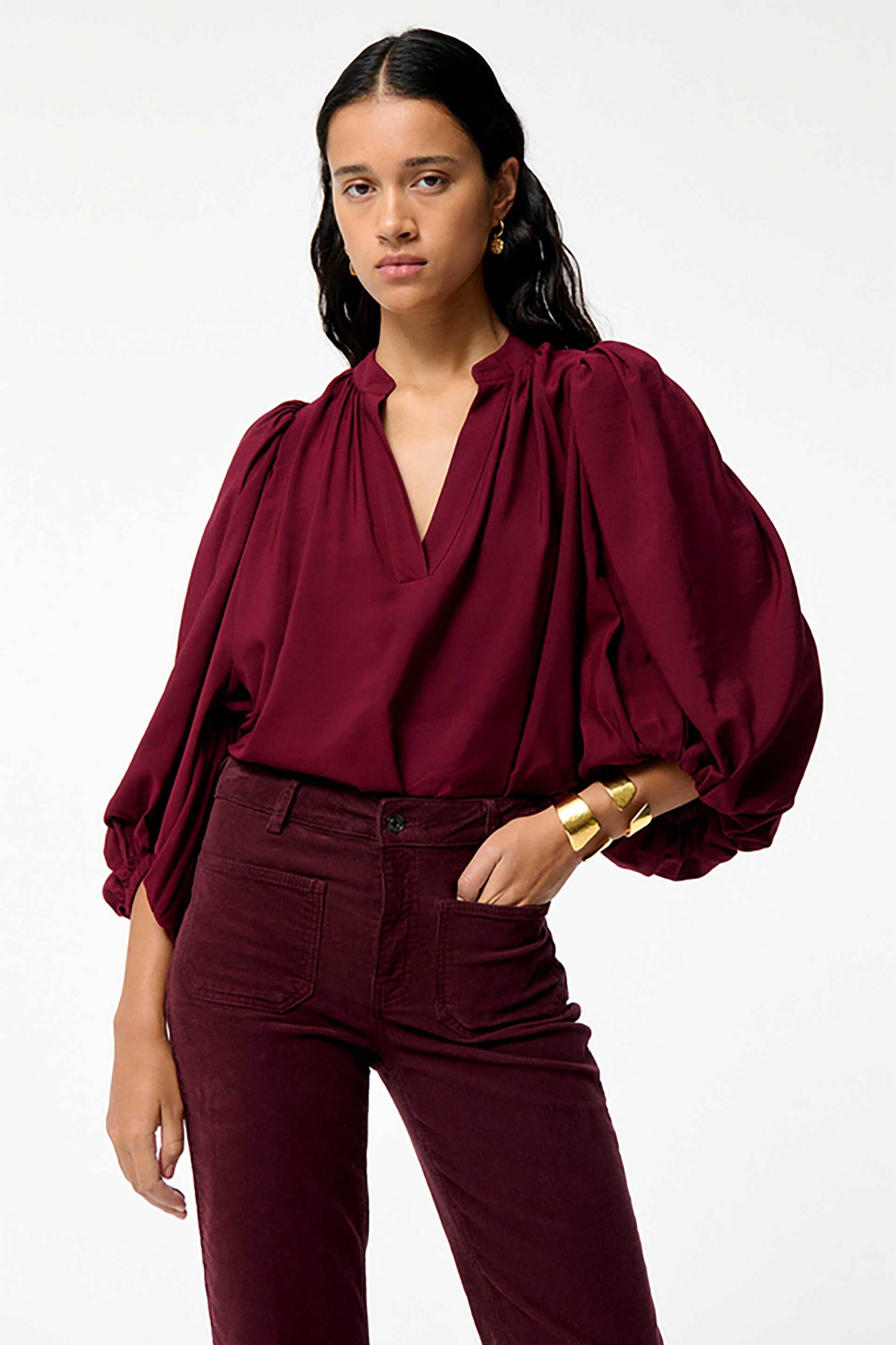 VANESSA BRUNO Vanessa Bruno γυναικεία μπλούζα με balloon μανίκια "Bell" - 4HVA46-V09842 Μπορντό