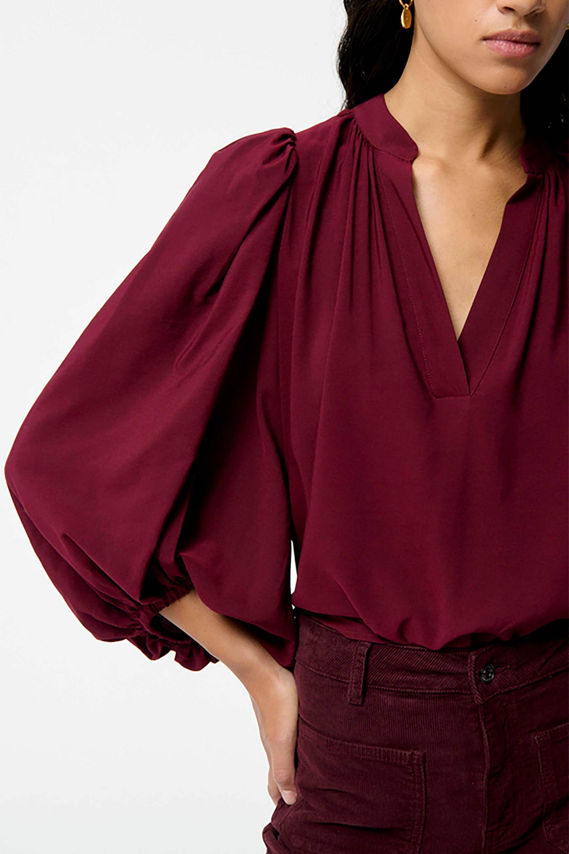 Vanessa Bruno γυναικεία μπλούζα με balloon μανίκια "Bell" - 4HVA46-V09842 Μπορντό φωτογραφία