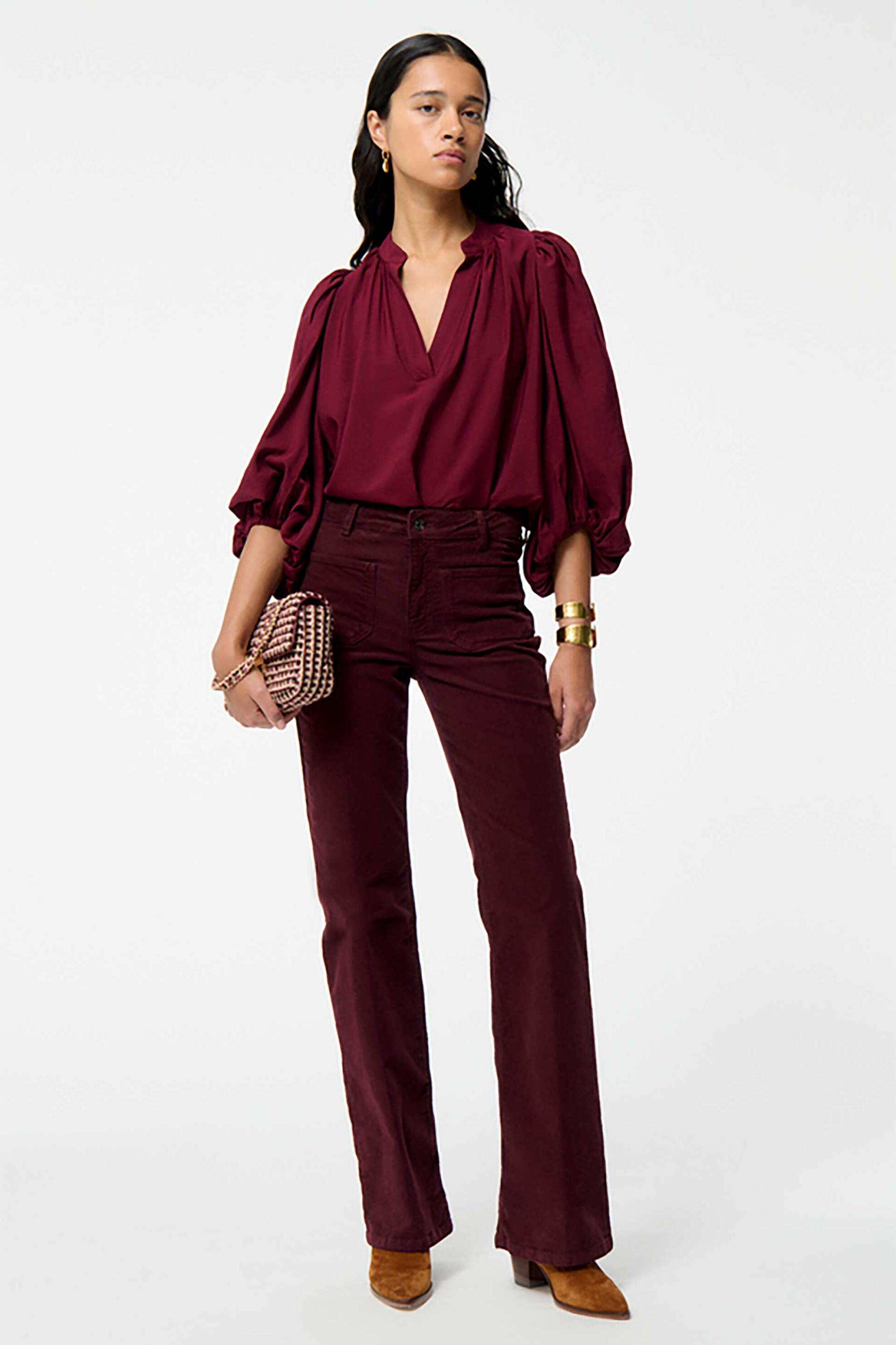 Vanessa Bruno γυναικεία μπλούζα με balloon μανίκια "Bell" - 4HVA46-V09842 Μπορντό φωτογραφία