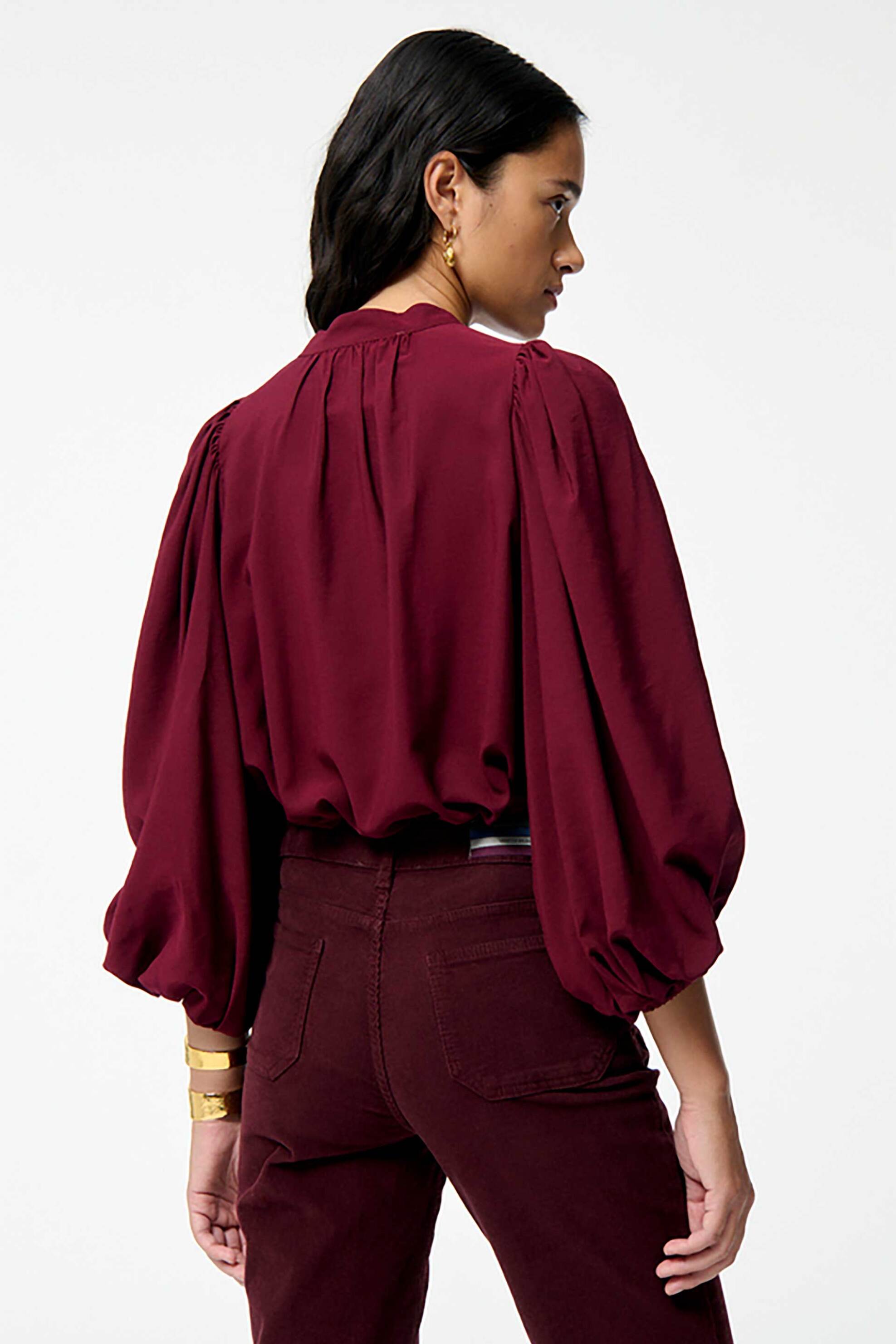 Vanessa Bruno γυναικεία μπλούζα με balloon μανίκια "Bell" - 4HVA46-V09842 Μπορντό φωτογραφία