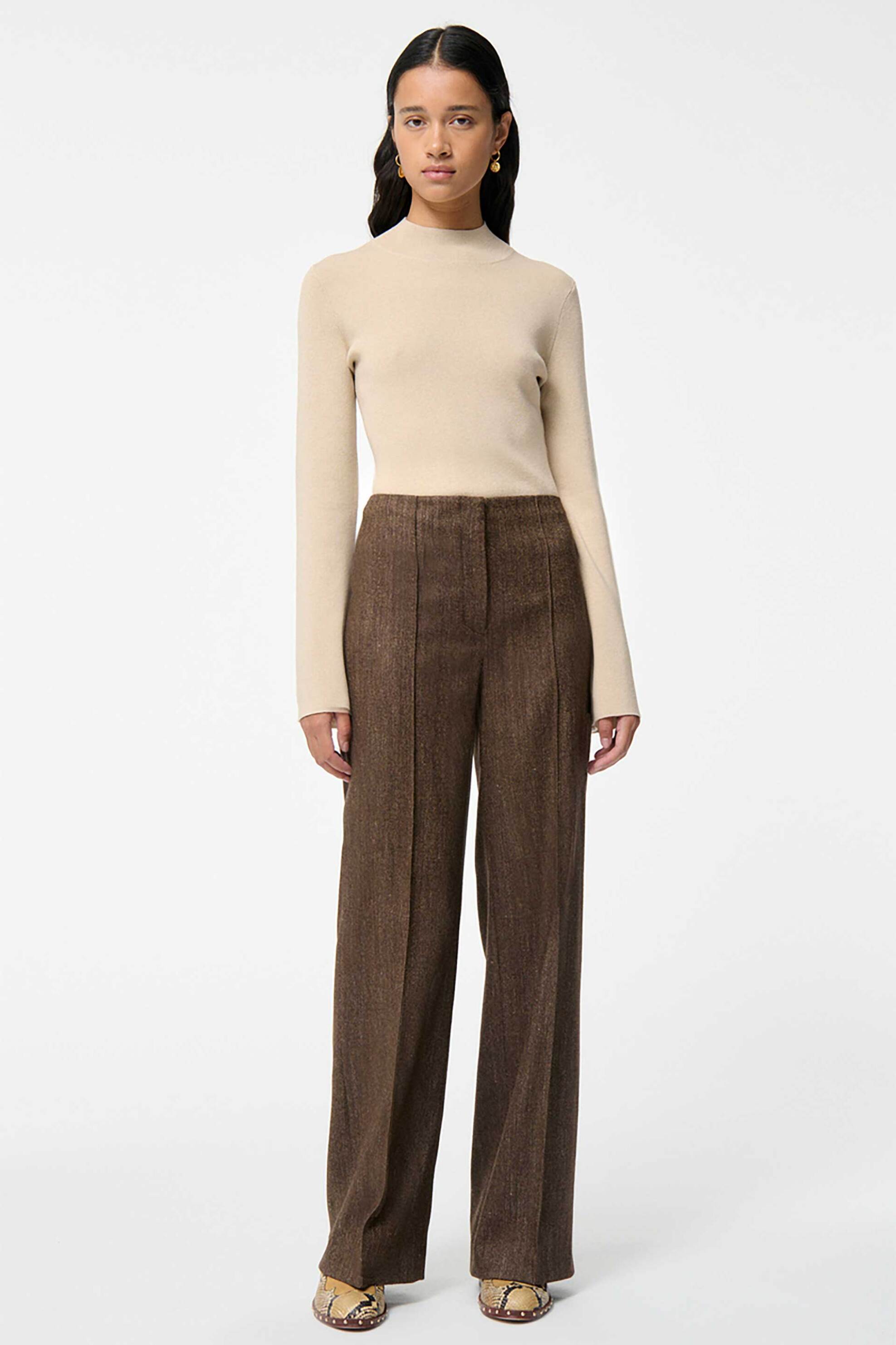 VANESSA BRUNO Vanessa Bruno γυναικείο παντελόνι Straight Fit "Faru" - 5HVA40-V04746 Καφέ