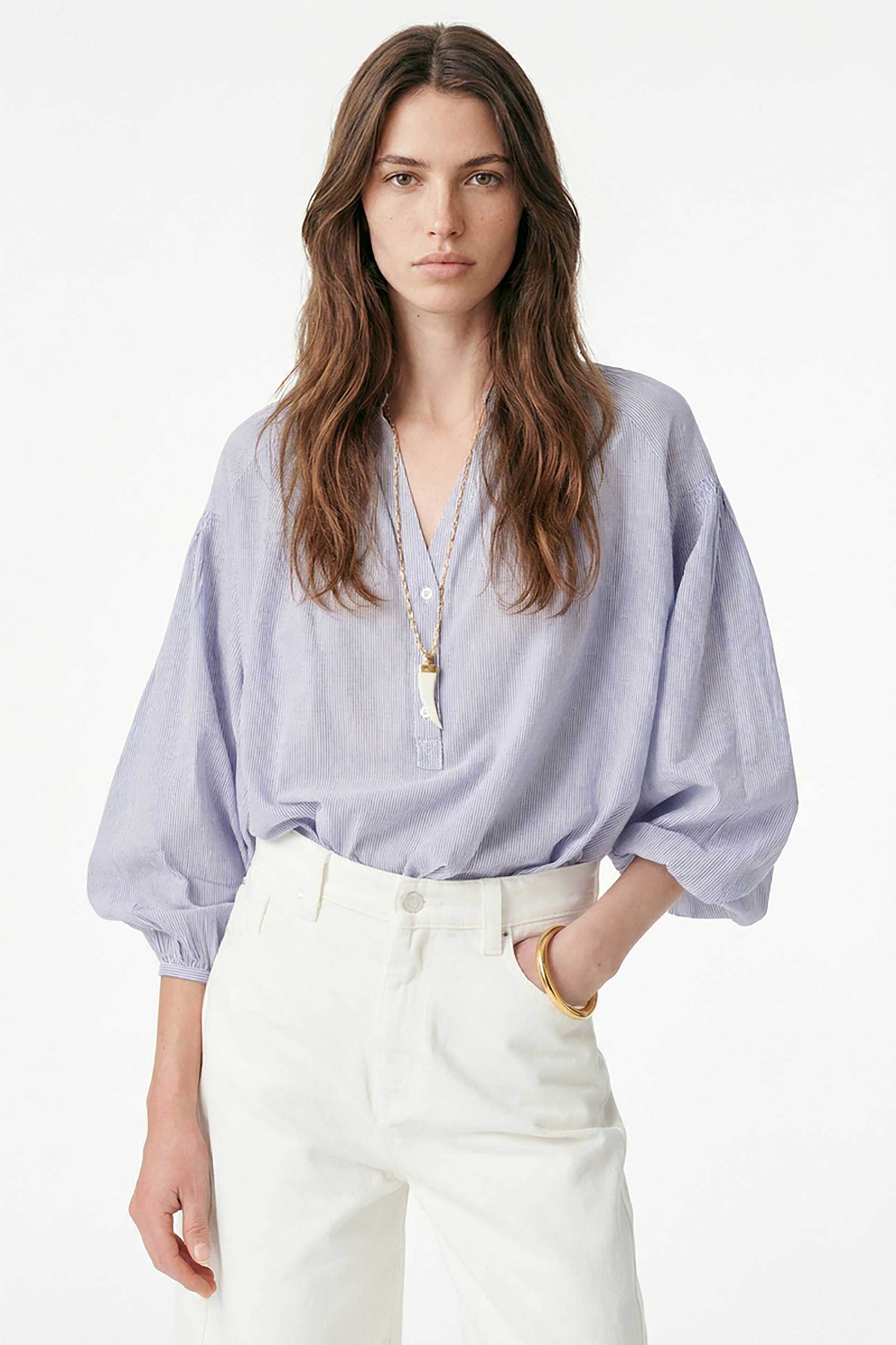 Vanessa Bruno γυναικεία μπλούζα με balloon μανίκια "Nipoa" - 1EVA94-V09117 Γαλάζιο