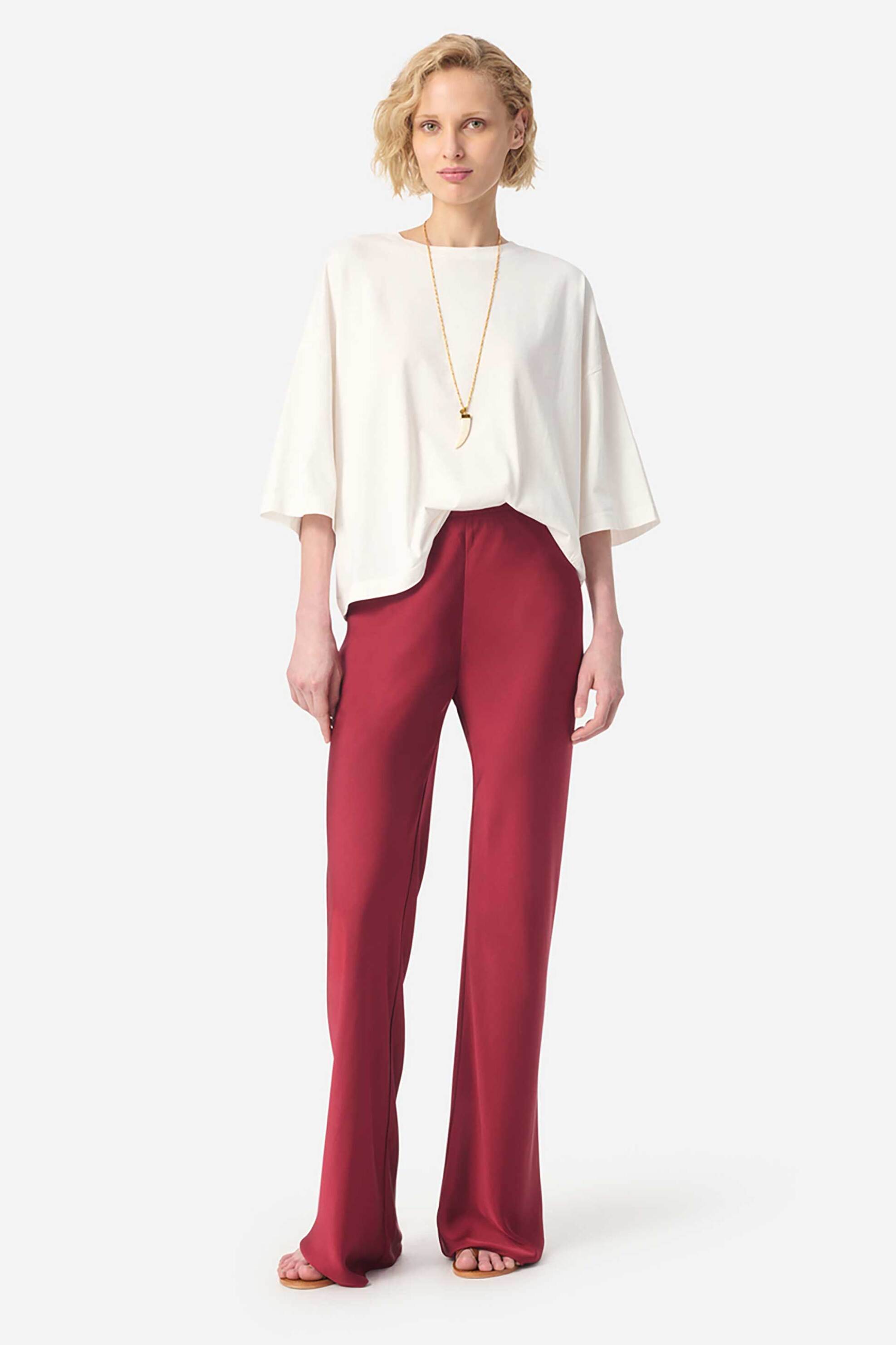 Vanessa Bruno γυναικείο παντελόνι σατέν "Essaid" - 4HVA68-V04734 Βυσσινί