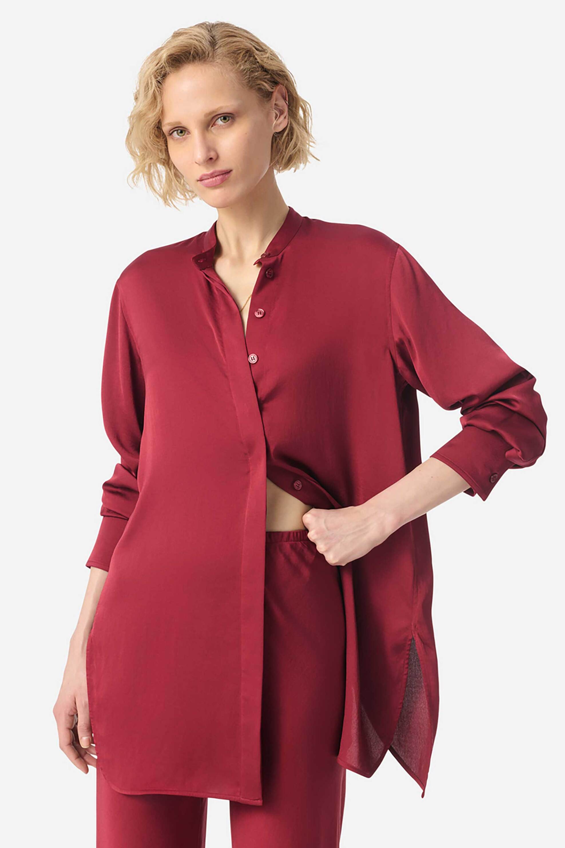 Vanessa Bruno γυναικείο πουκάμισο σατέν "Feline" - 4HVA68-V09821 Βυσσινί