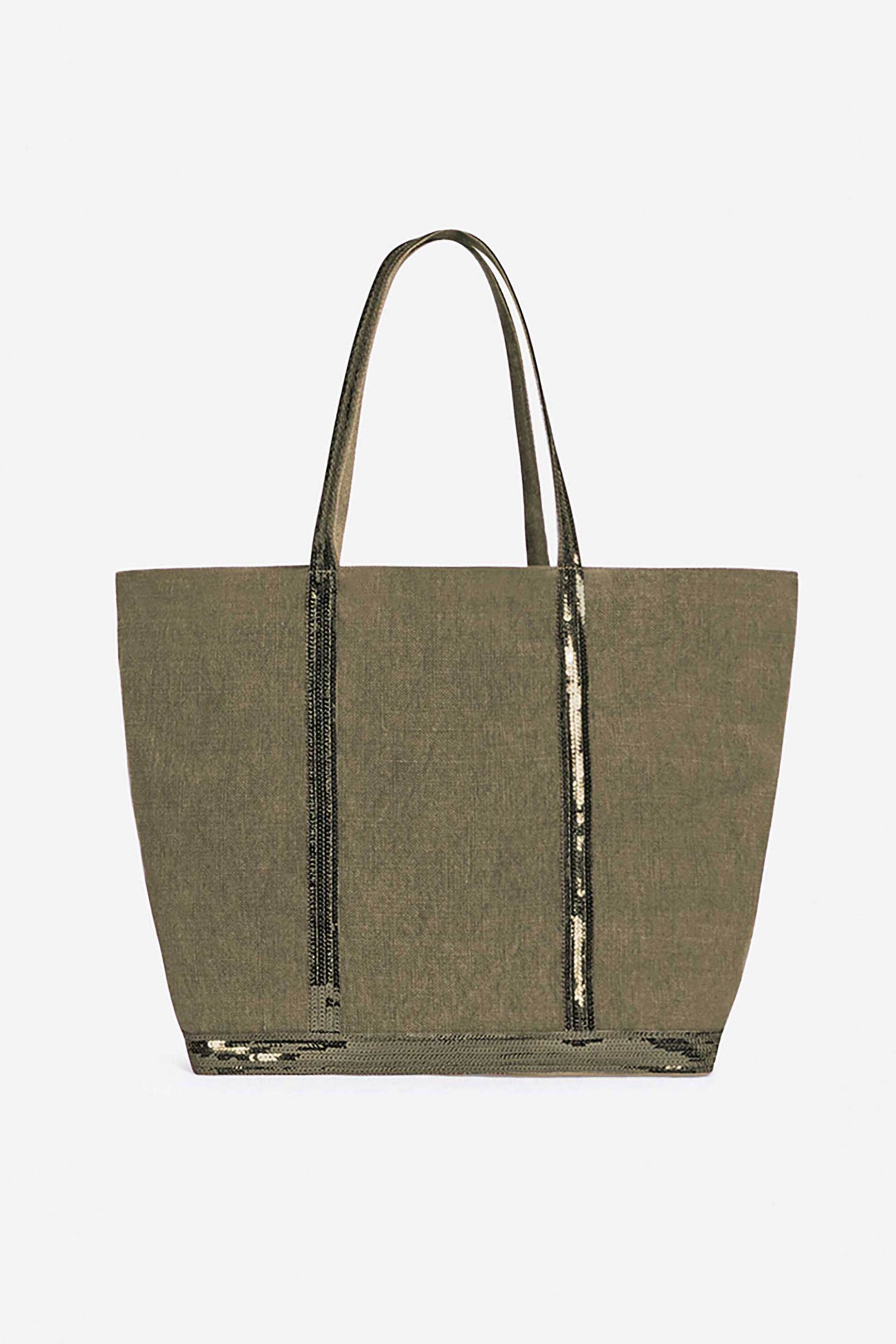 VANESSA BRUNO Vanessa Bruno γυναικεία τσάντα tote από λινάρι "Cabas Large" - 0PVE31-V40409 Χακί