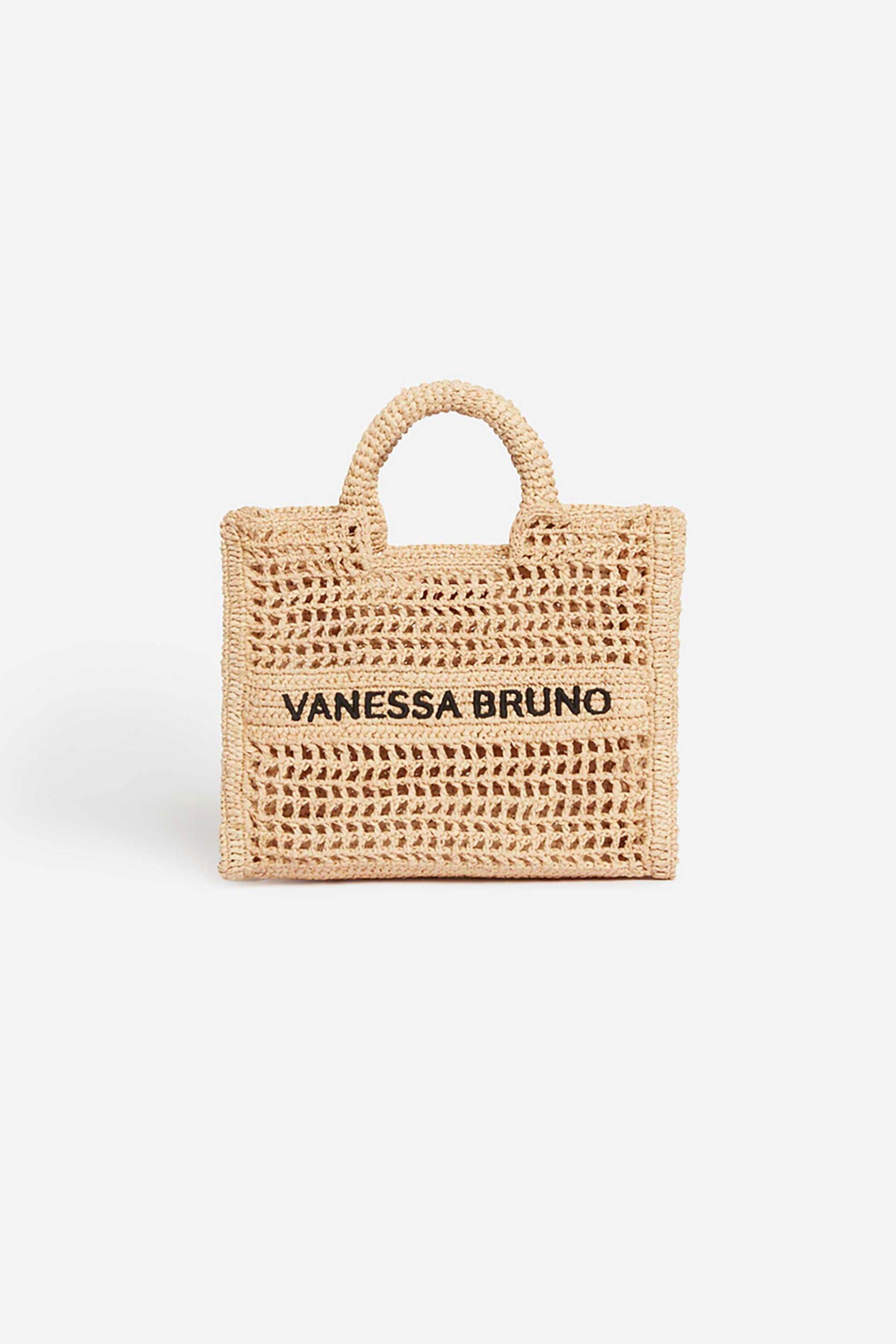 VANESSA BRUNO Vanessa Bruno γυναικεία τσάντα χειρός με διάτρητο σχέδιο και κεντημένο λογότυπο "Raffia Basket Small" - 3EVE60-V40884 Μπεζ