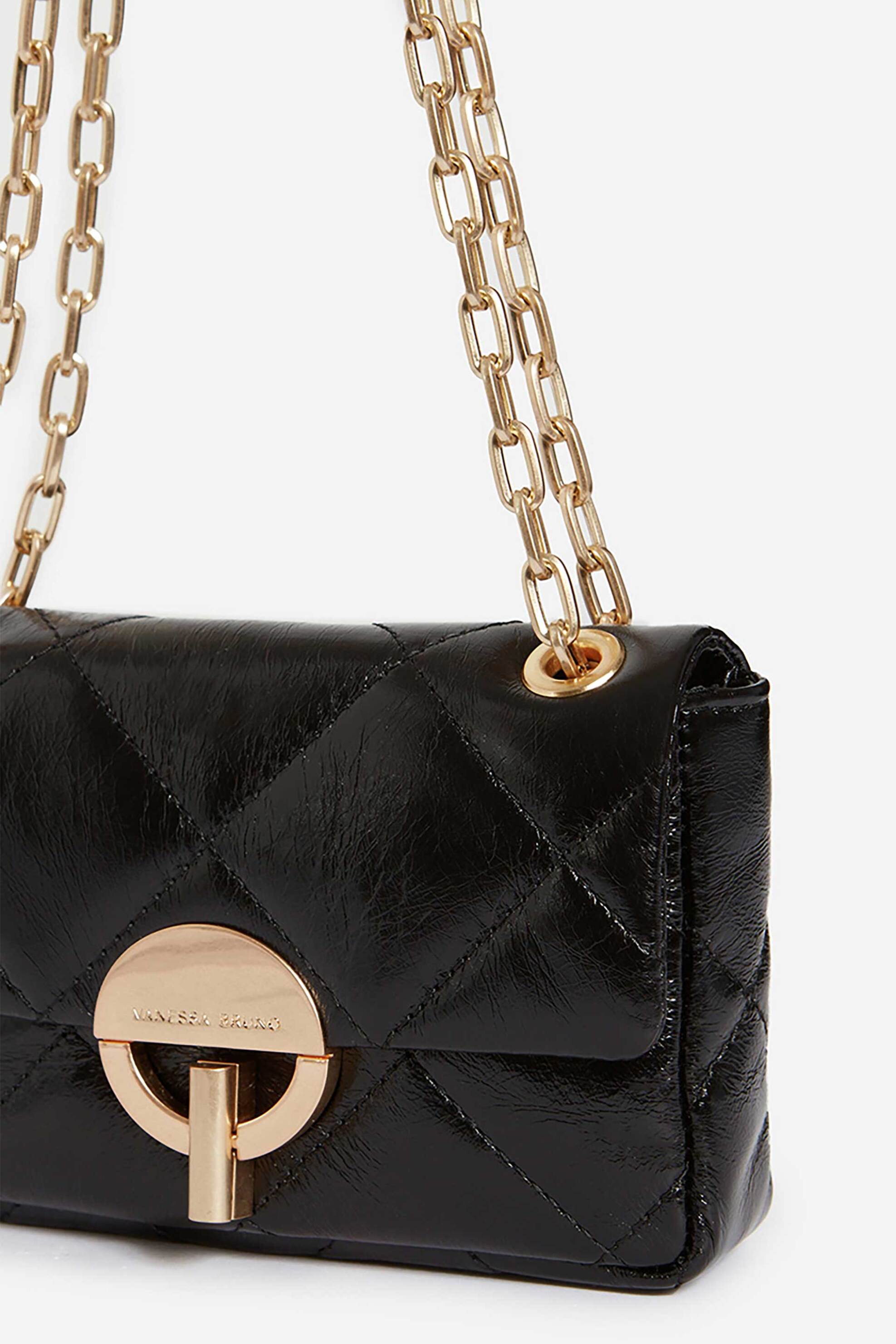 Vanessa Bruno γυναικεία δερμάτινη τσάντα ώμου/crossbody με καπιτονέ σχέδιο "Moon Small" - 4HVD84-V40326 Μαύρο φωτογραφία