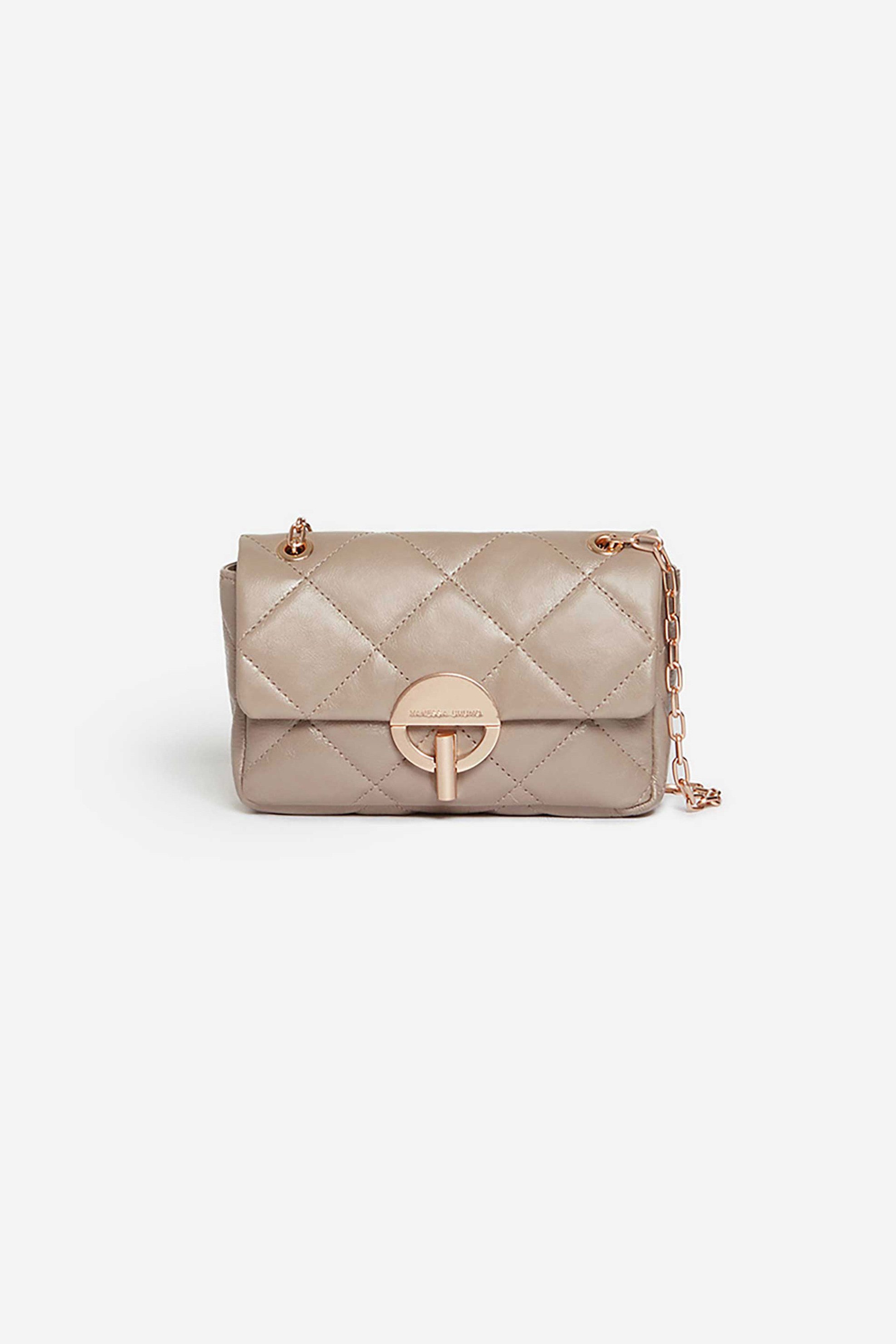 VANESSA BRUNO Vanessa Bruno γυναικεία δερμάτινη τσάντα ώμου/crossbody με καπιτονέ σχέδιο "Moon Medium" - 4HVD84-V40533 Μπεζ