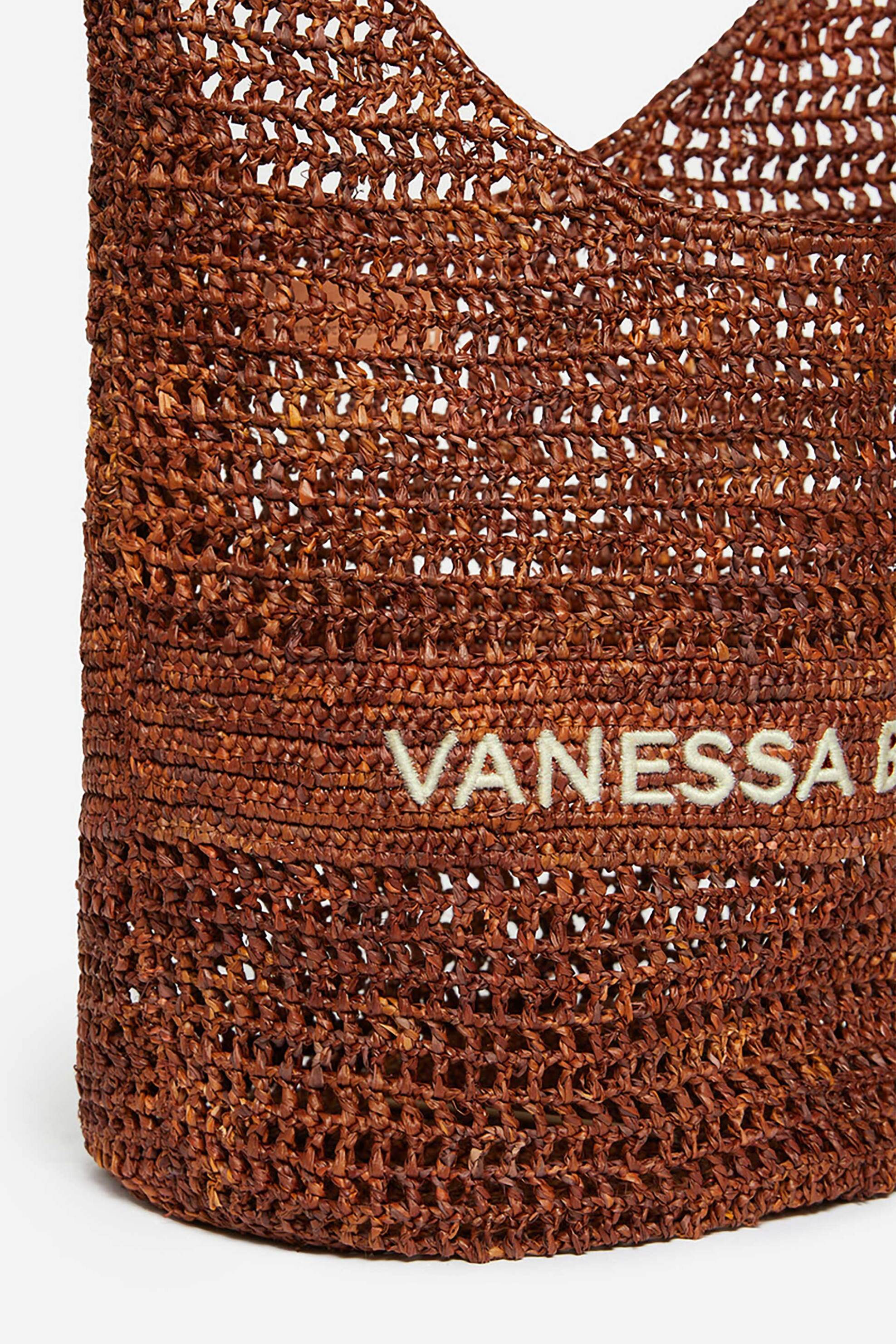 VANESSA BRUNO Vanessa Bruno γυναικεία τσάντα hobo με διάτρητο σχέδιο και κεντημένο λογότυπο "Raffia" - 3EVE60-V40890 Καφέ - 3