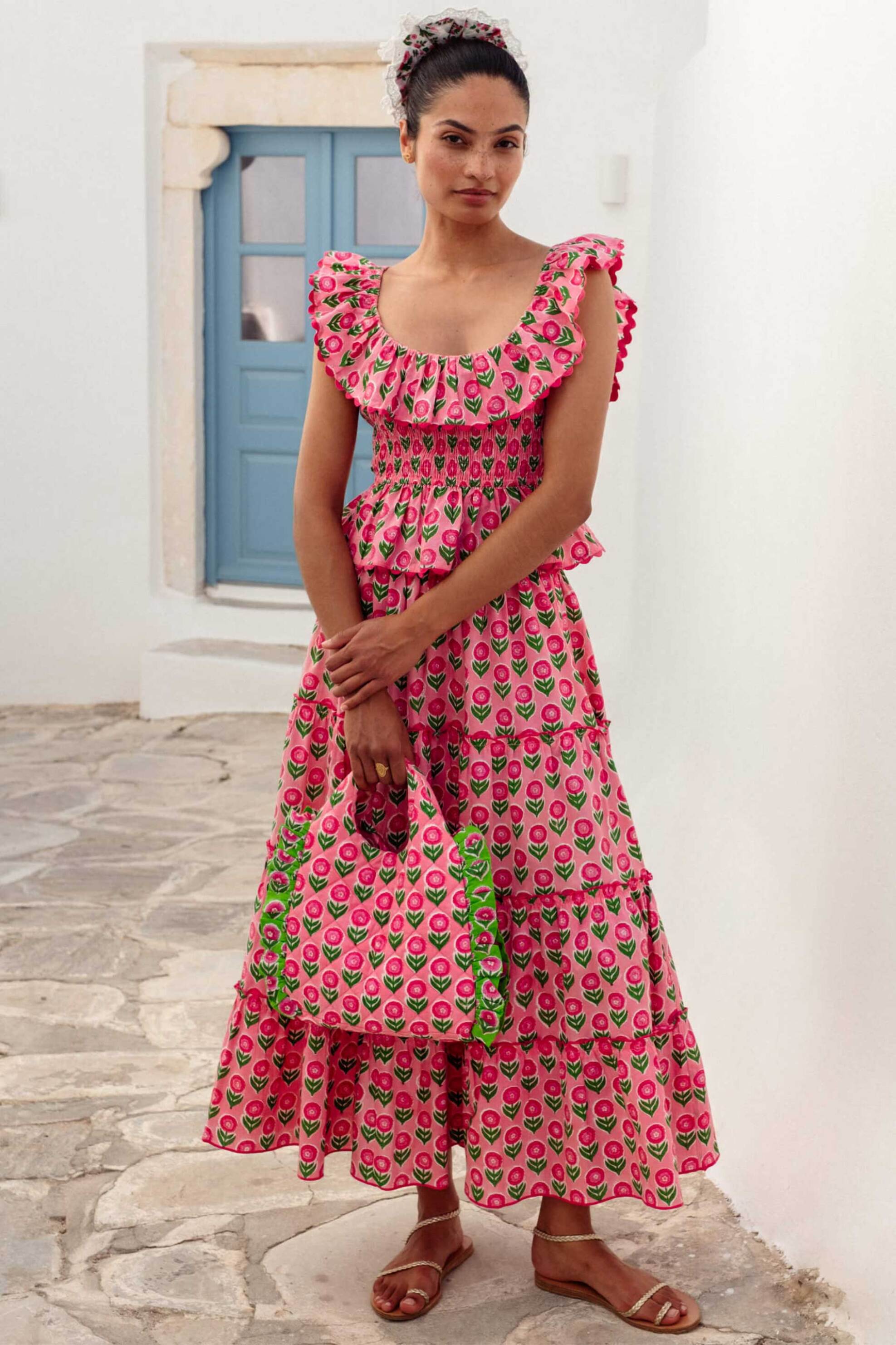 Pink City Prints γυναικεία maxi φούστα 