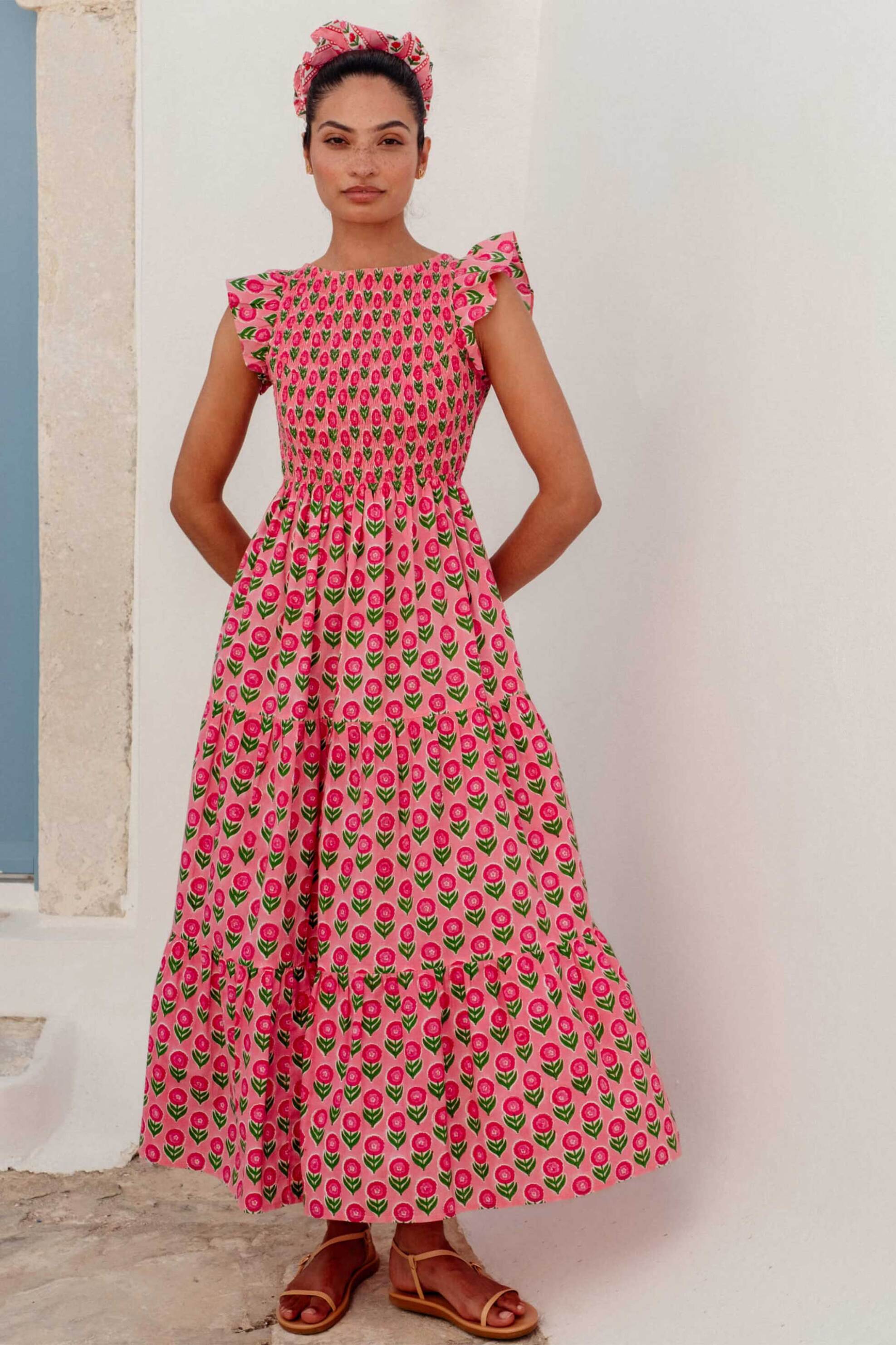 PINK CITY PRINTS Pink City Prints γυναικείο maxi φόρεμα "David Bowie" - DAVID BOWIE Ροζ