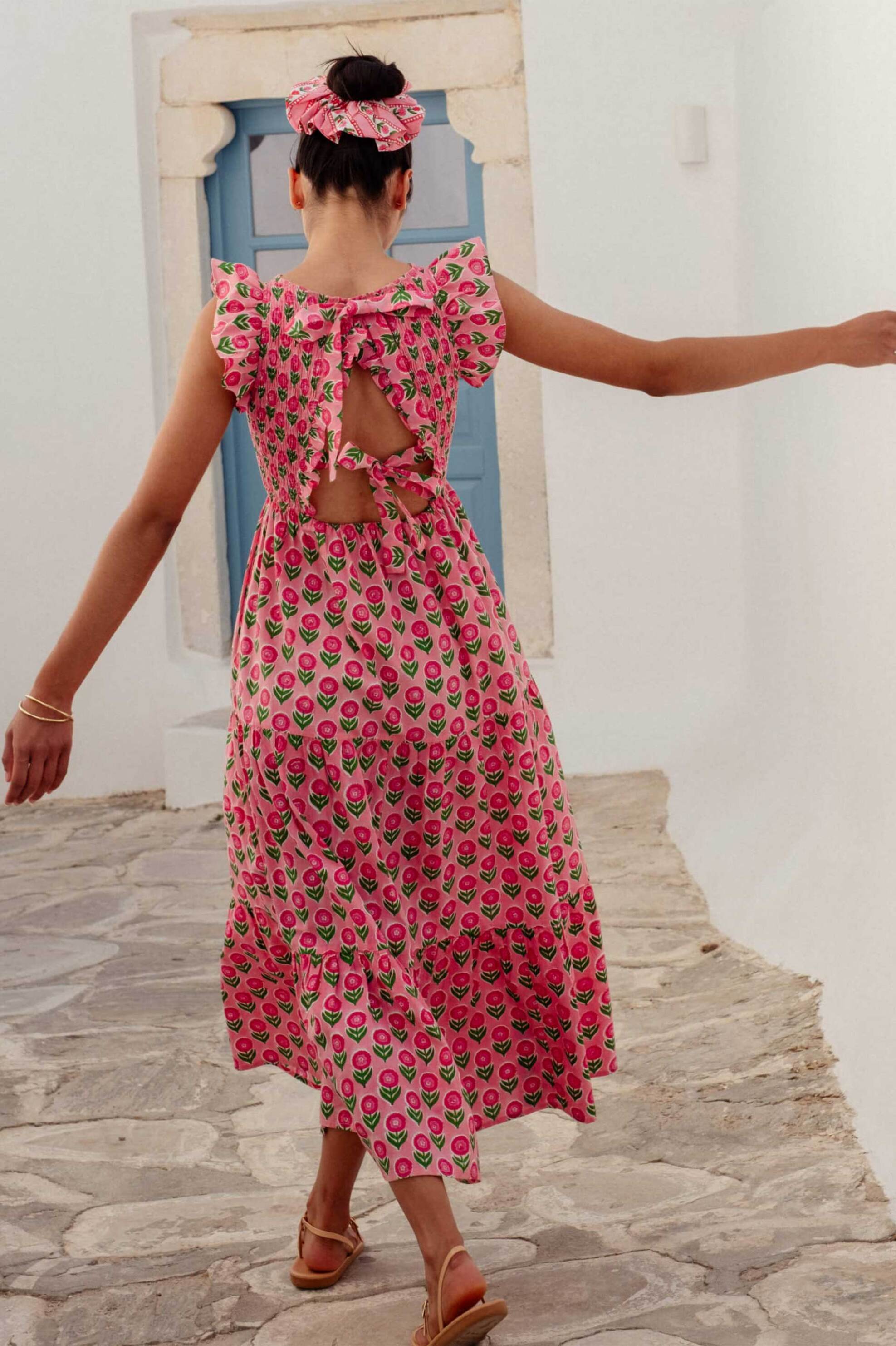 Pink City Prints γυναικείο maxi φόρεμα "David Bowie" - DAVID BOWIE Ροζ φωτογραφία