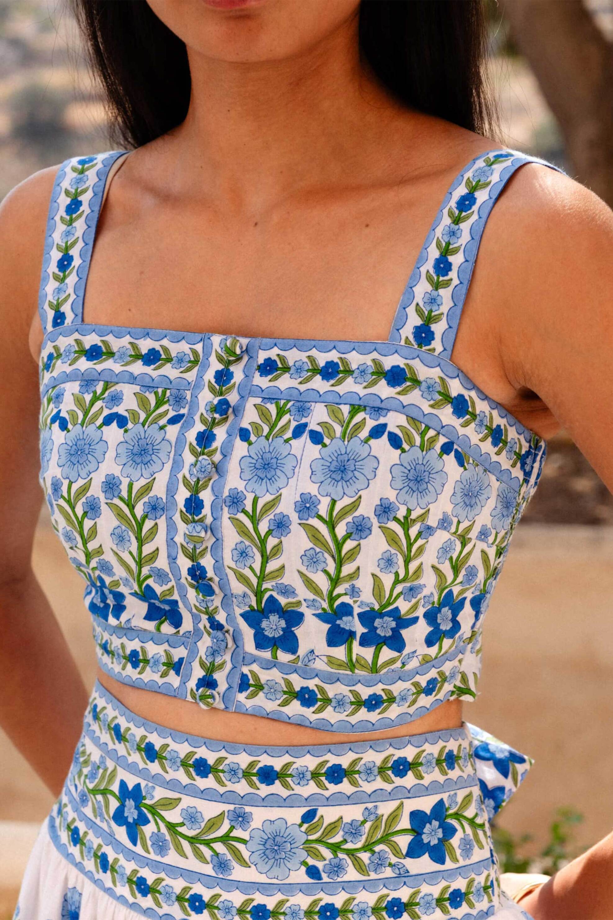 Pink City Prints γυναικείο τοπ all-over print "Immy" - IMMY Γαλάζιο φωτογραφία