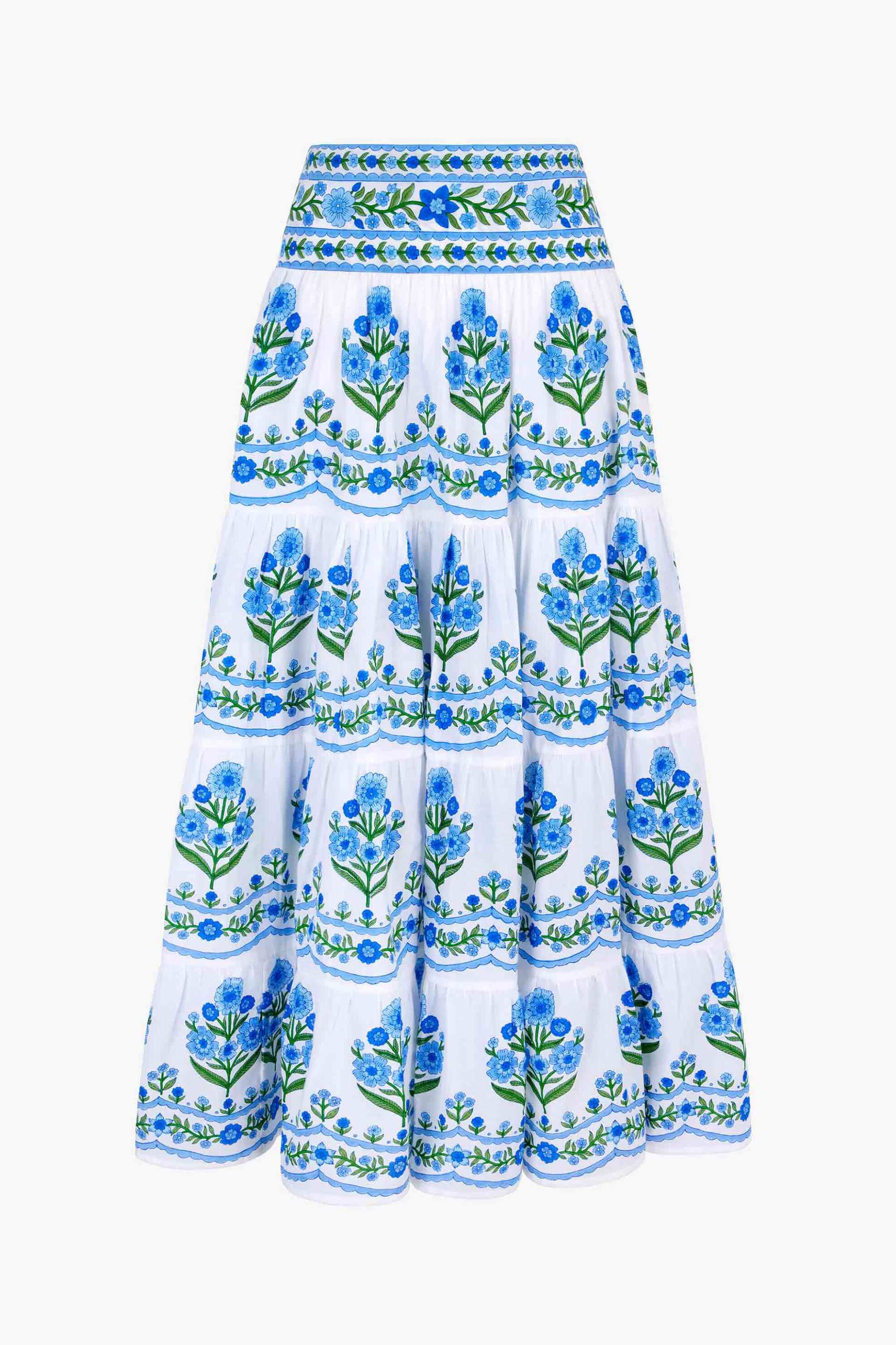 Pink City Prints γυναικεία φούστα με floral print "Rah Rah" - RAH RAH 1 Γαλάζιο φωτογραφία