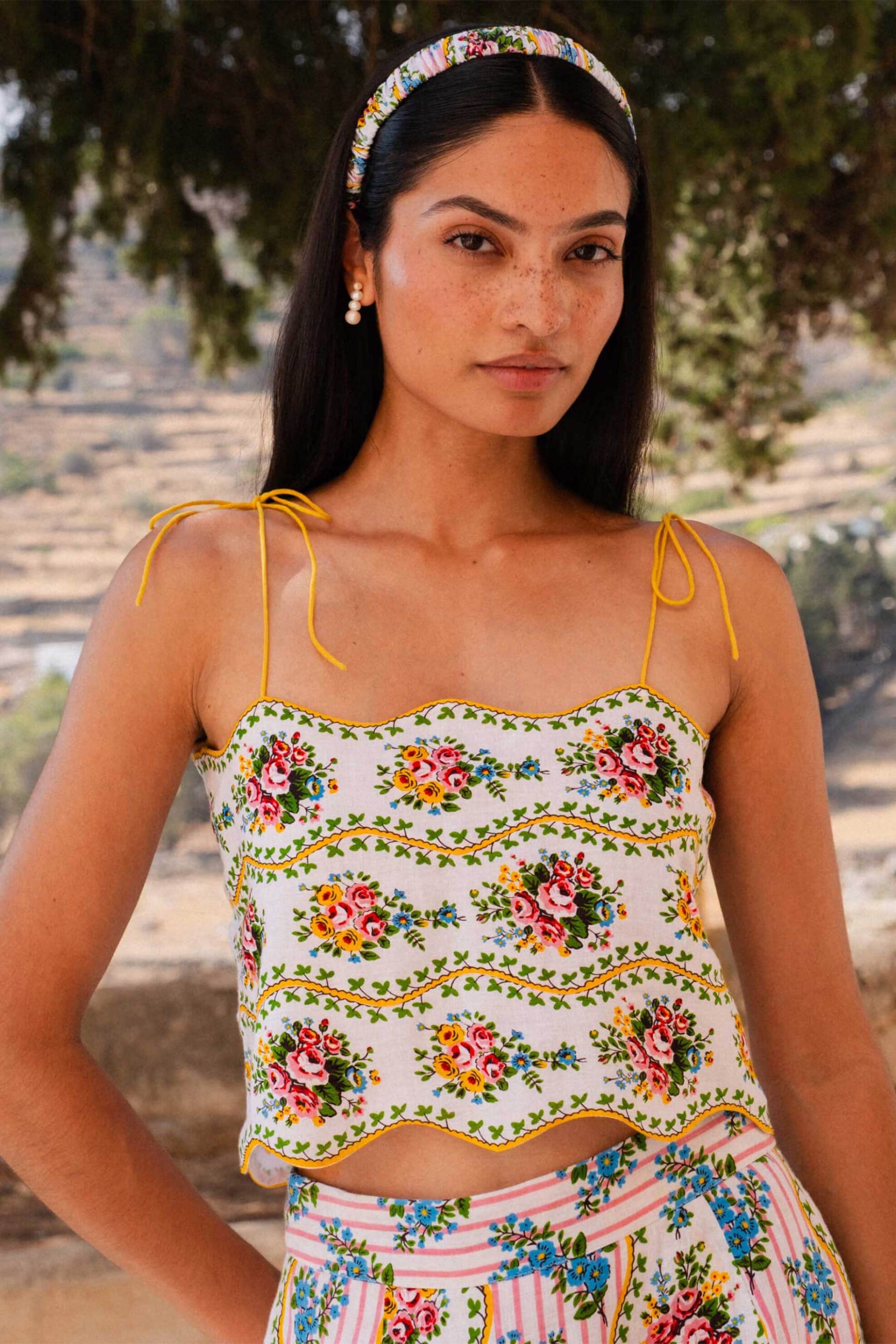 PINK CITY PRINTS Pink City Prints γυναικείο τοπ all-over print "Sicily" - SICILY Πολύχρωμο