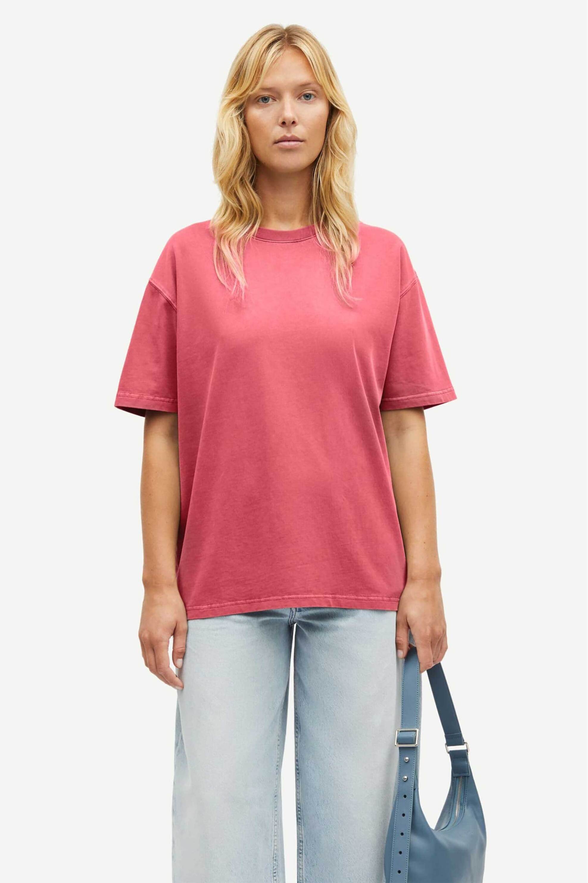 SAMSØE SAMSØE Samsøe Samsøe γυναικείο T-shirt μονόχρωμο "Eira" - F23300036 Ροζ