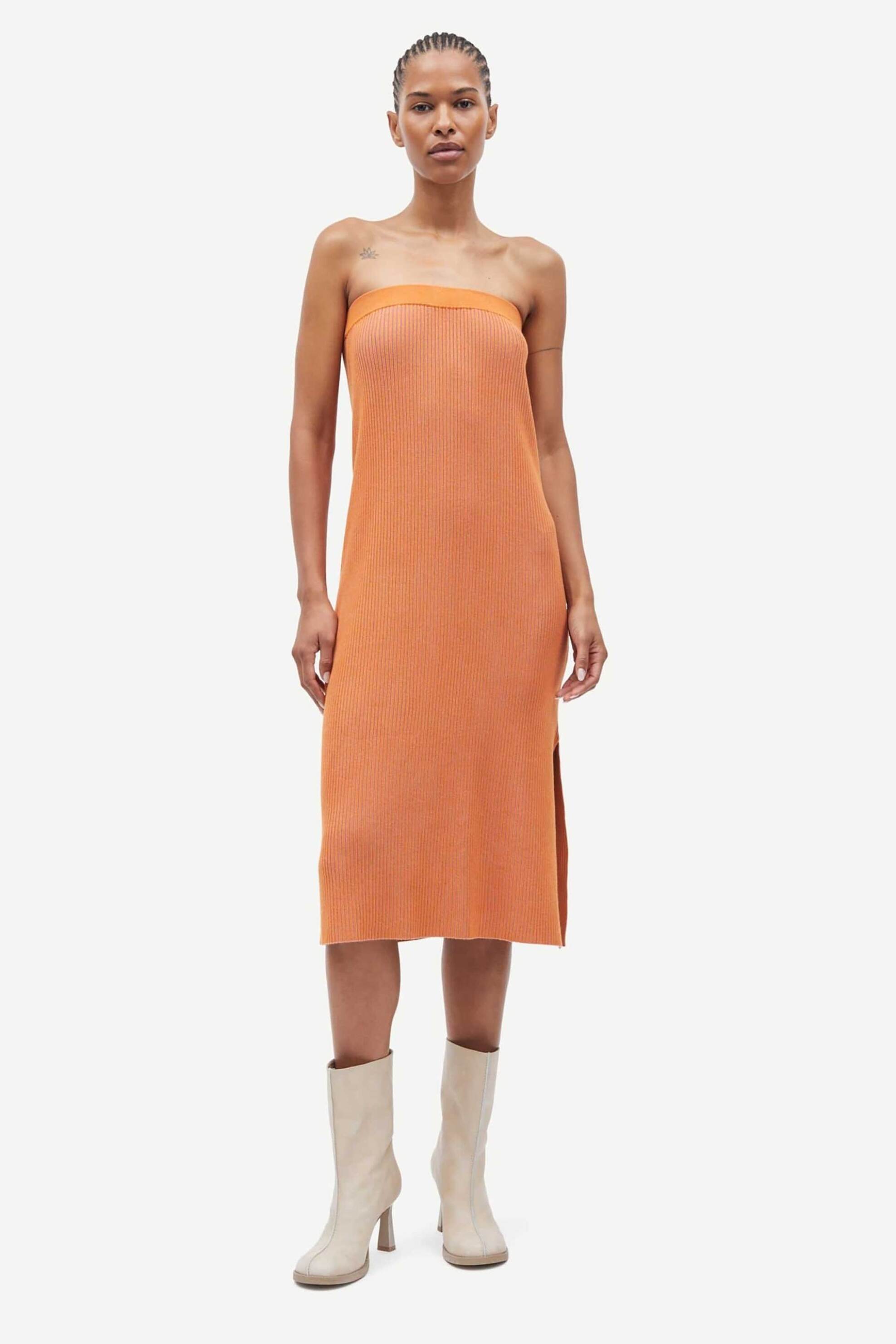 SAMSØE SAMSØE Samsøe Samsøe γυναικεία midi φούστα ribbed "Sacheryl" - F25100047 Πορτοκαλί - 3