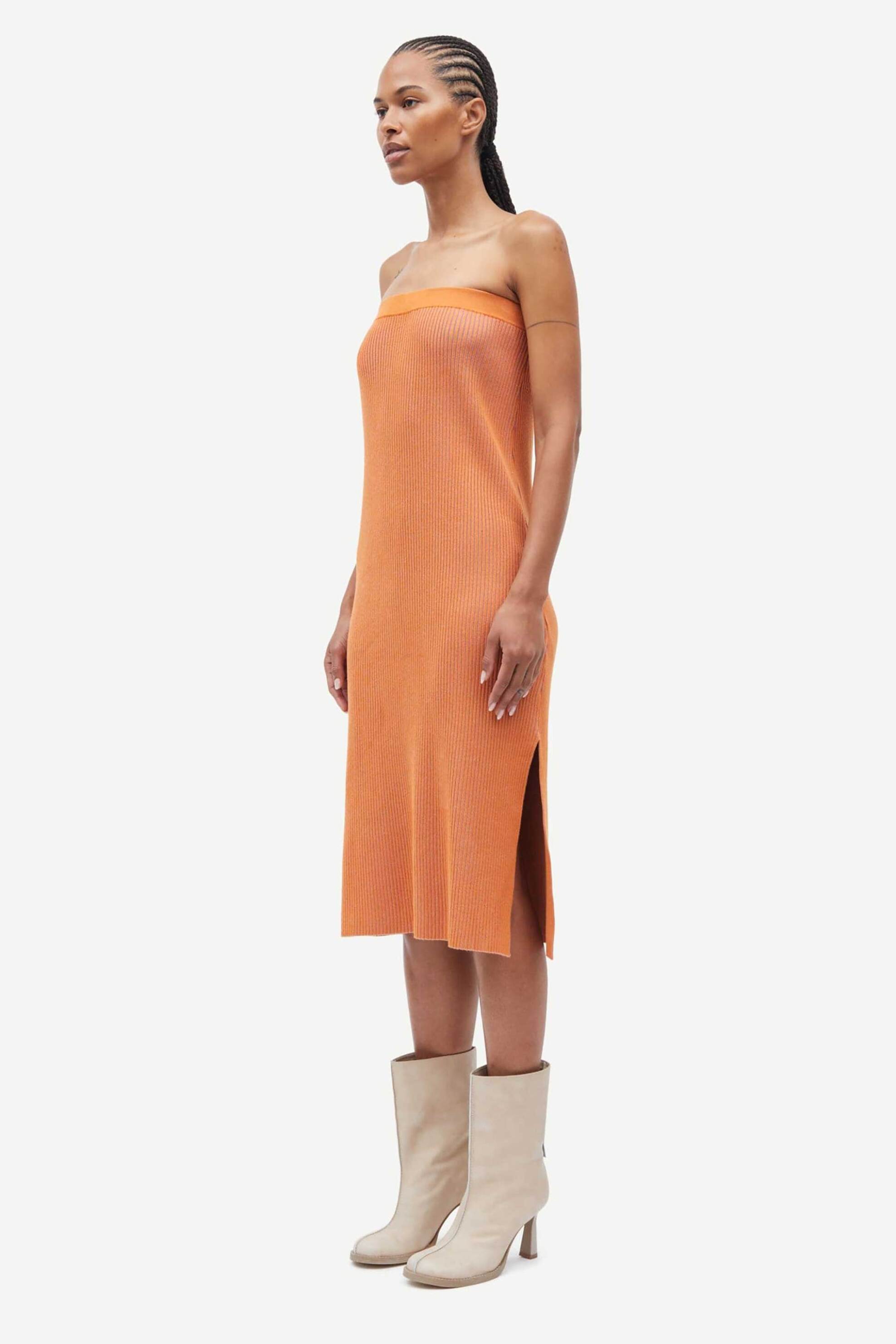 SAMSØE SAMSØE Samsøe Samsøe γυναικεία midi φούστα ribbed "Sacheryl" - F25100047 Πορτοκαλί - 4