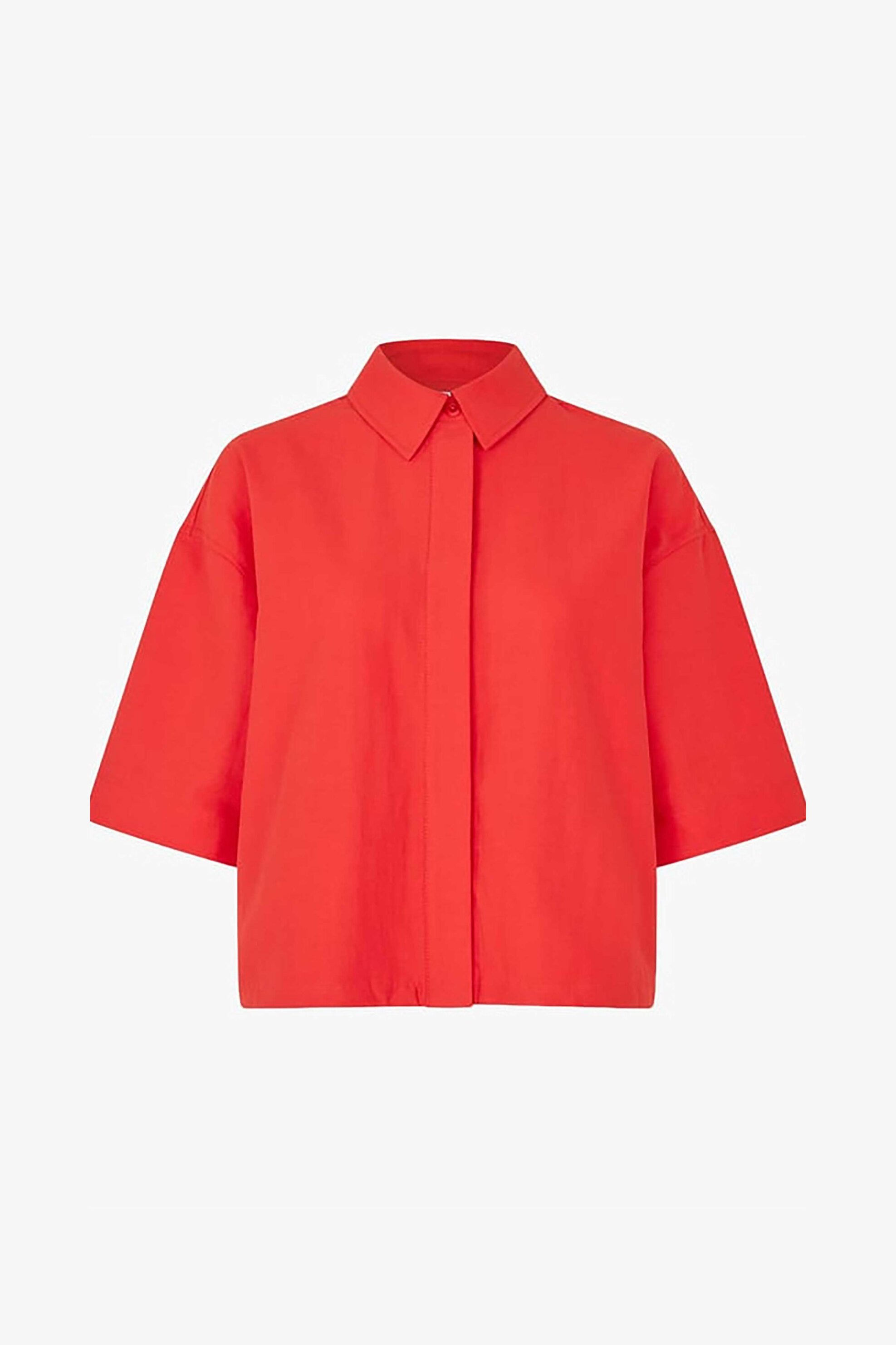 SAMSØE SAMSØE Samsøe Samsøe γυναικείο πουκάμισο cropped Regular Fit "Salula" - F25200055 Κόκκινο