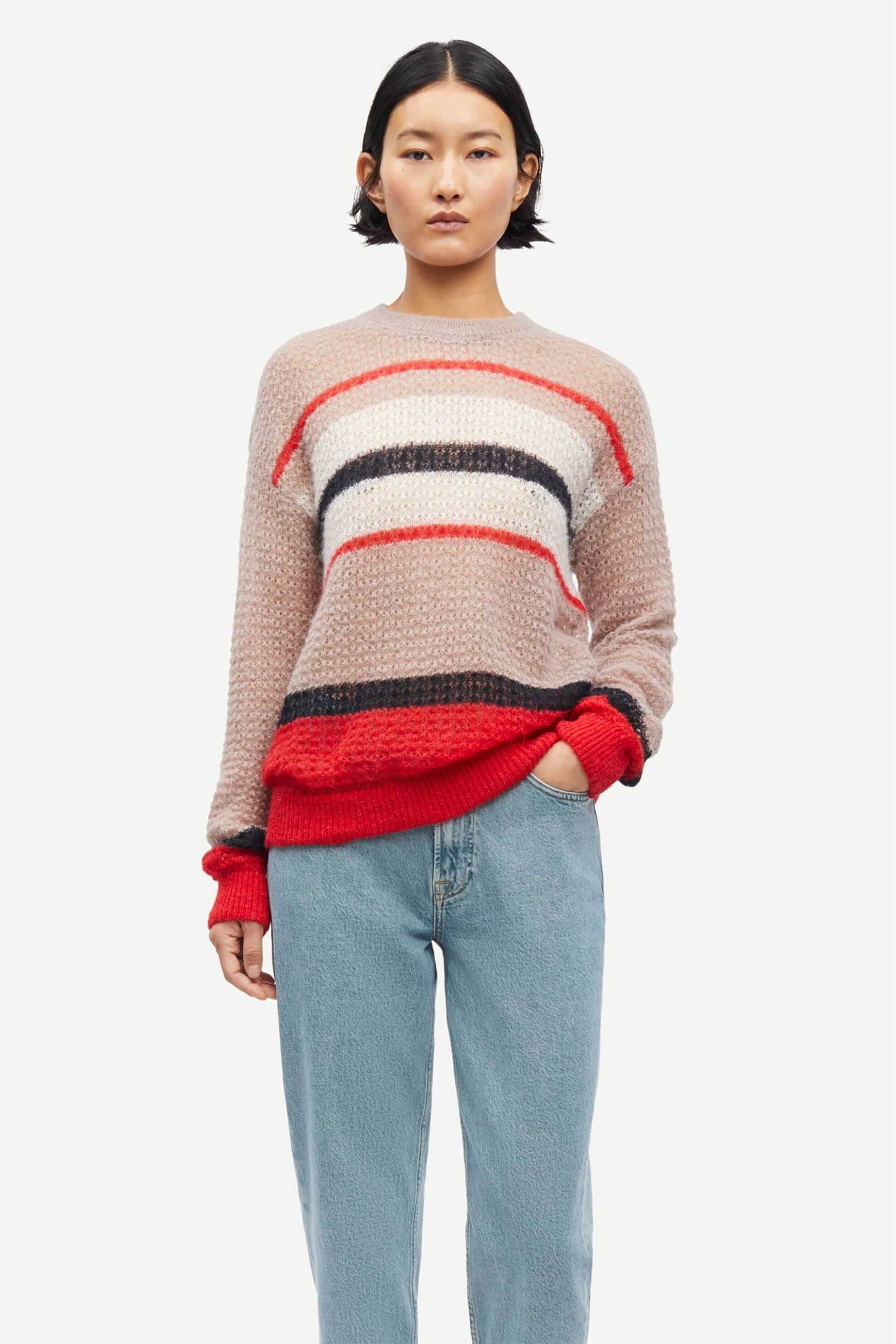 SAMSØE SAMSØE Samsøe Samsøe γυναικείο πουλόβερ με ριγέ σχέδιο ribbed "Sarosalia" . - F25200117 Ροζ